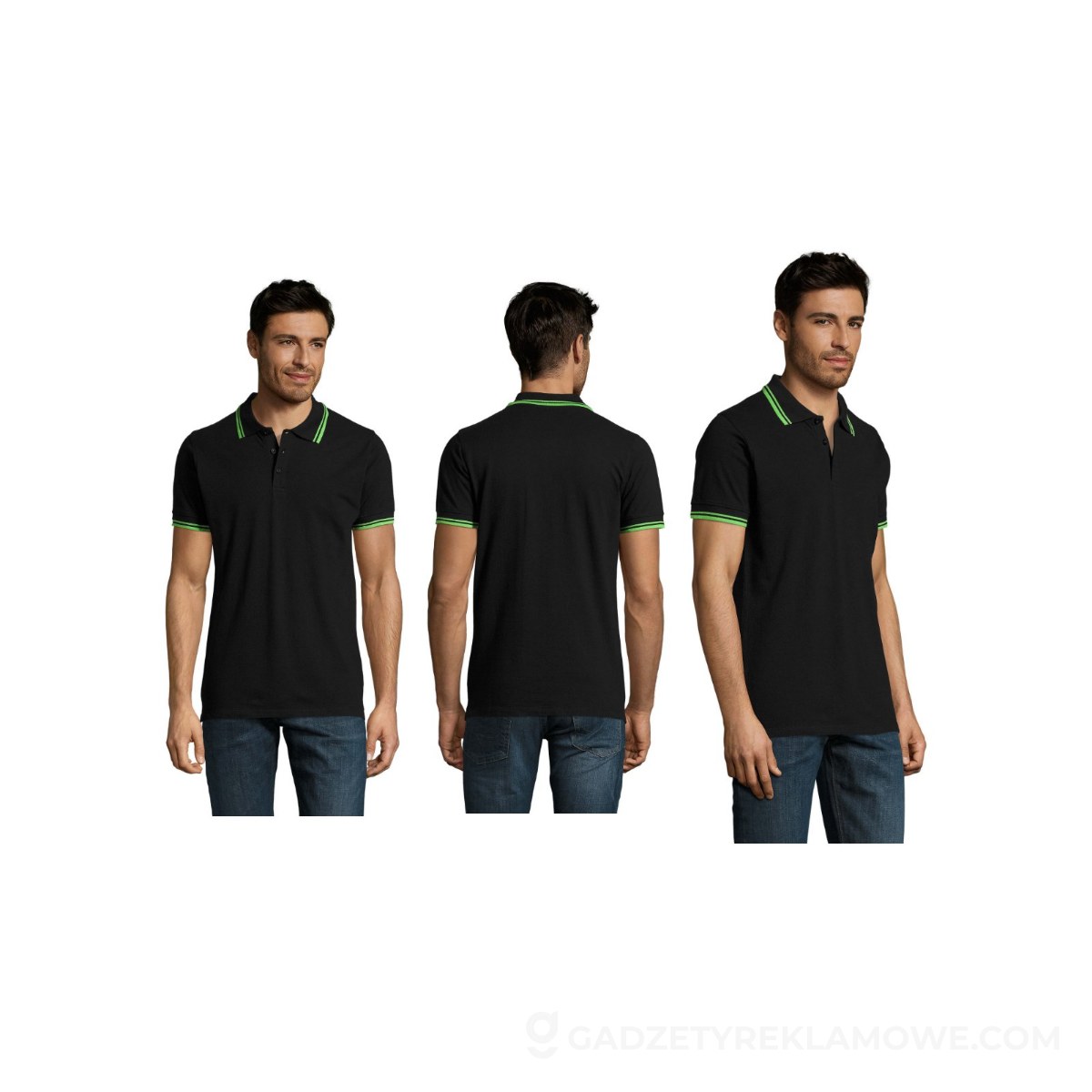 S00577-BN-3XL-wariantu-watermark PASADENA męskie polo 200g PASADENA MEN - Czarne/Limonkowe - 3XL