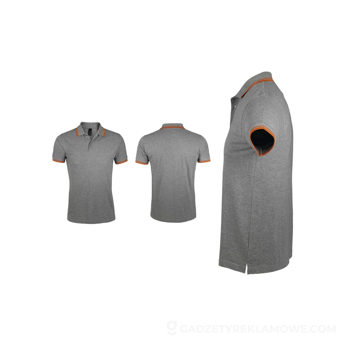 PASADENA męskie polo 200g PASADENA MEN - Melanż Szary/pomarańczowy - 3XL