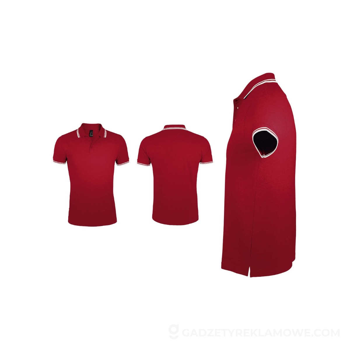 PASADENA męskie polo 200g PASADENA MEN - Rojo/Blanco - L