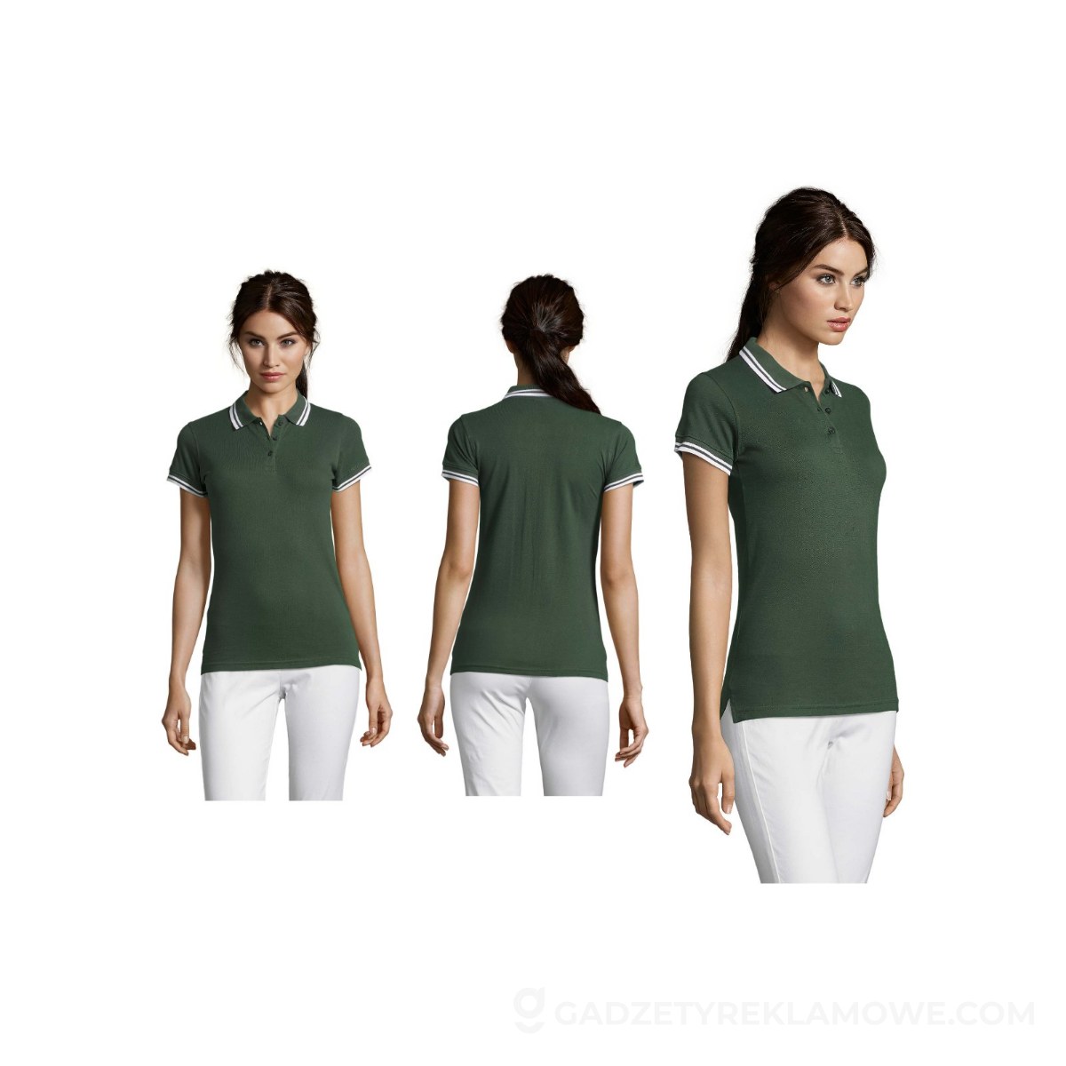 PASADENA damskie polo 200g PASADENA WOMEN - Forest Green/White - XL