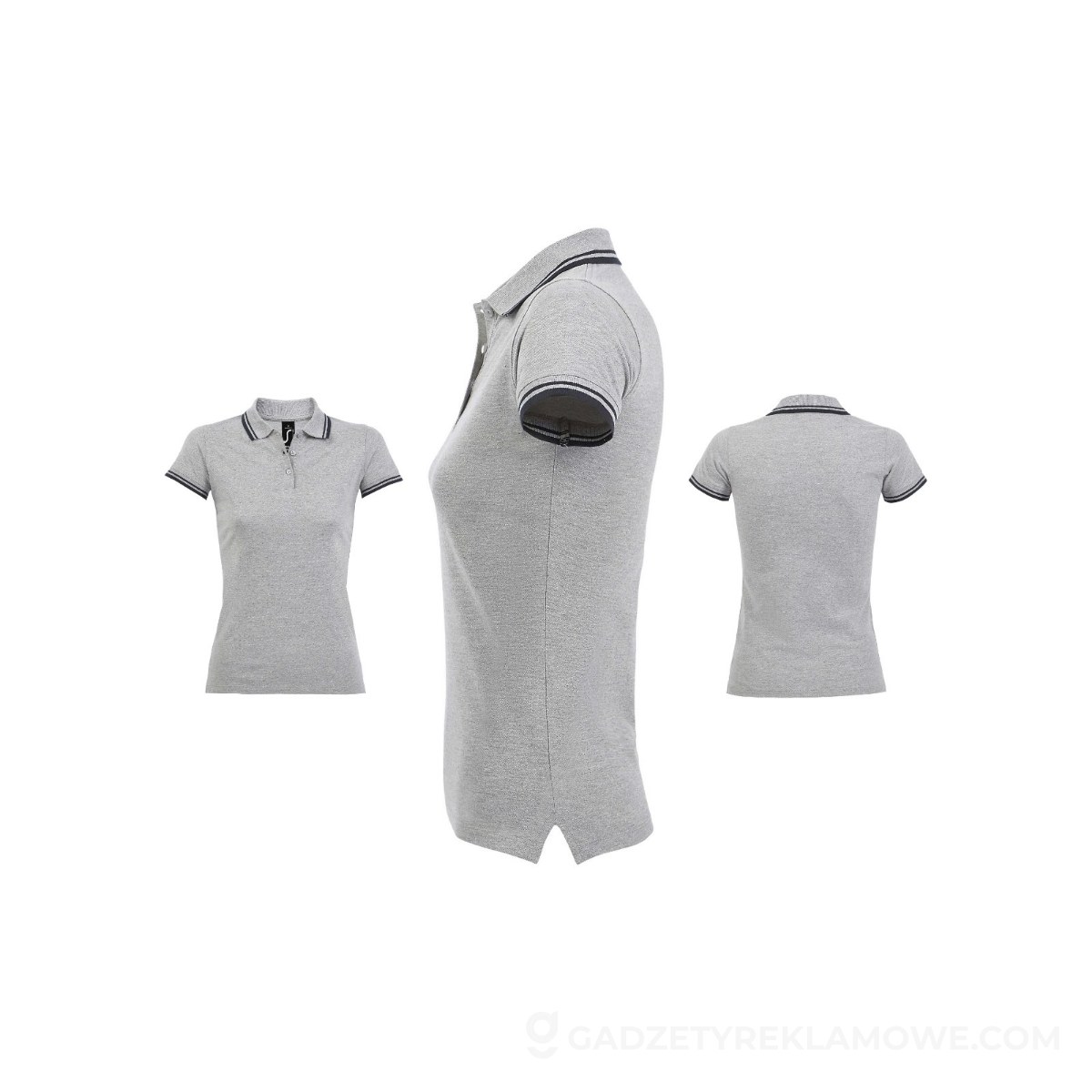 PASADENA damskie polo 200g PASADENA WOMEN - Grey Melange/ French Navy - L