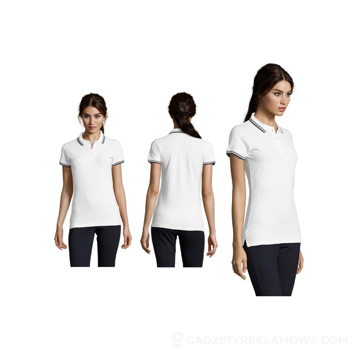 PASADENA damskie polo 200g PASADENA WOMEN - Białe/Navy - L