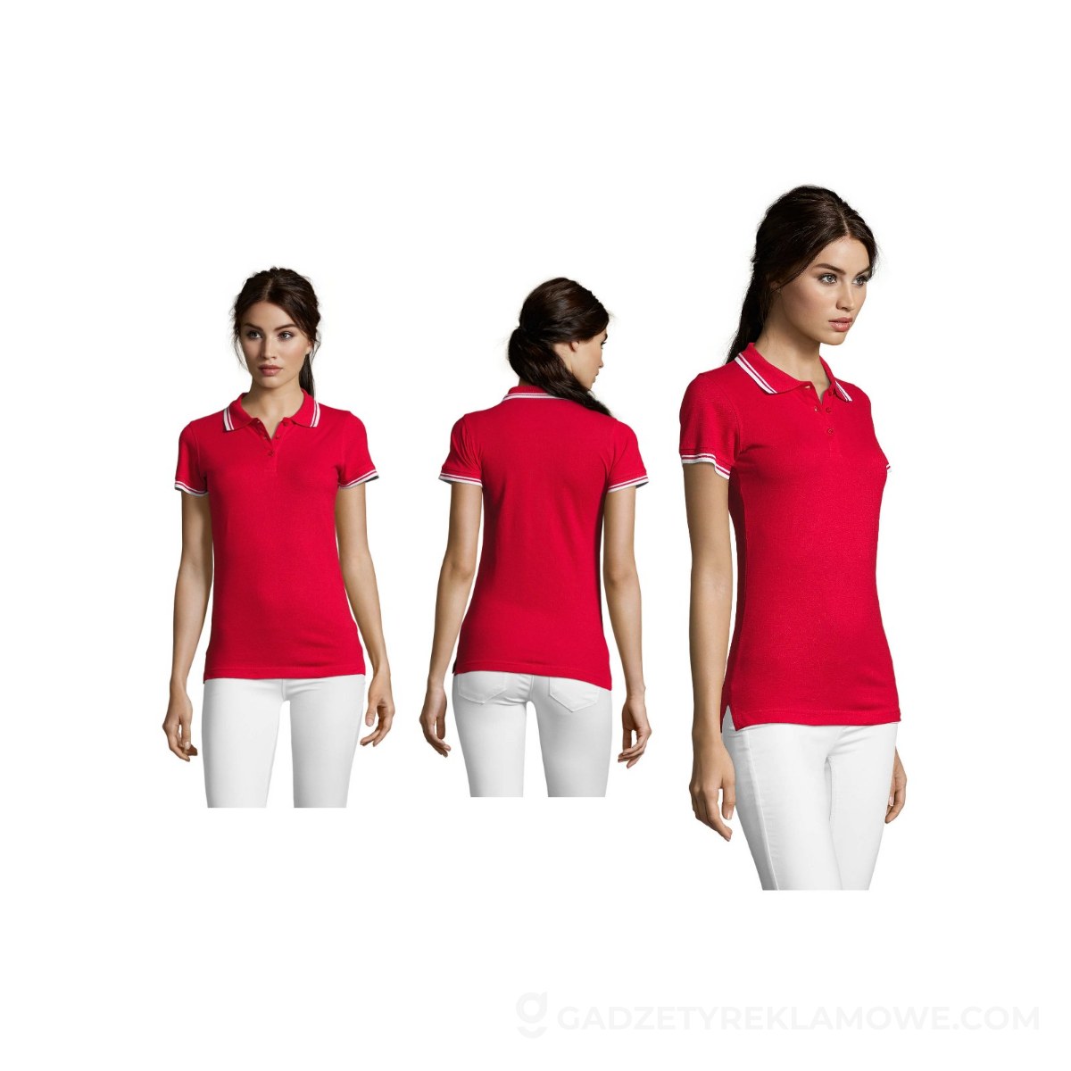 PASADENA damskie polo 200g PASADENA WOMEN - Roja/Blanca - XL