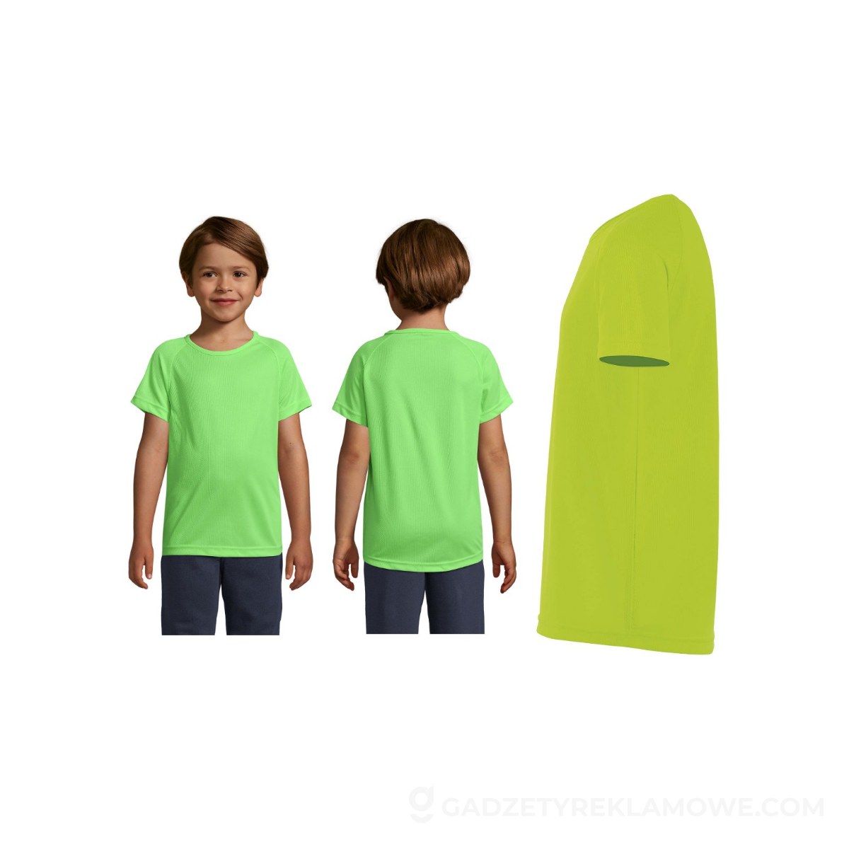 S01166-NG-3XL-wariantu-watermark SPORTY Dziecięcy T-Shirt SPORTY KIDS - Neon Green - 3XL