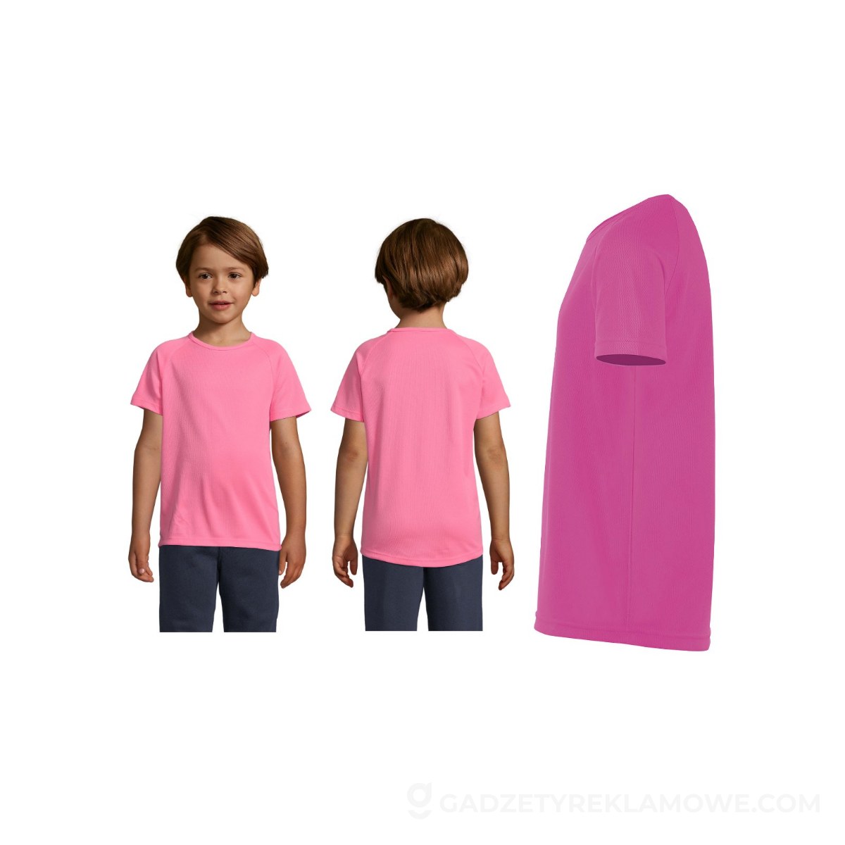 SPORTY Dziecięcy T-Shirt SPORTY KIDS - Neonowy Róż 2 - XL