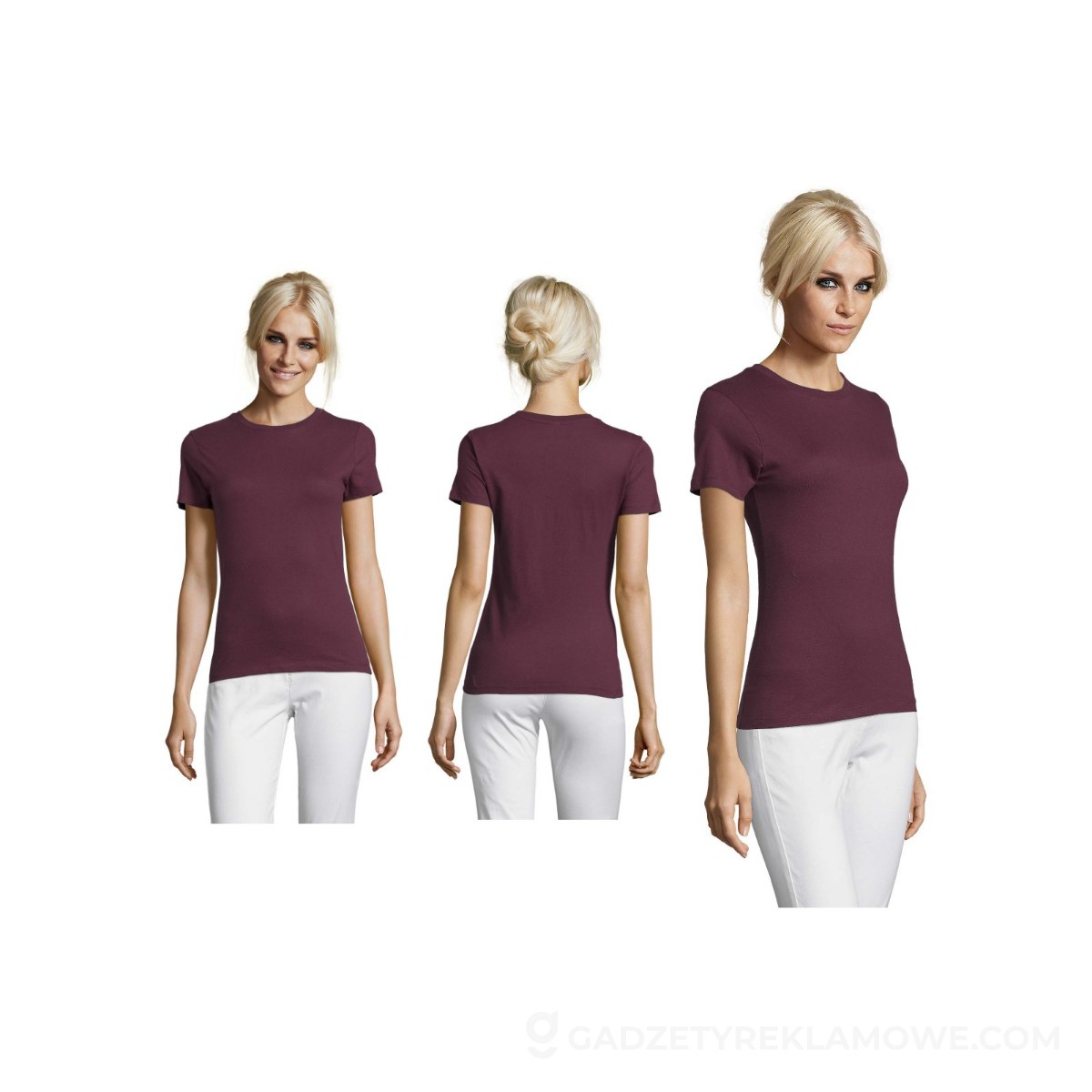 REGENT Damski T-Shirt 150g REGENT WOMEN - Burgundowa - L