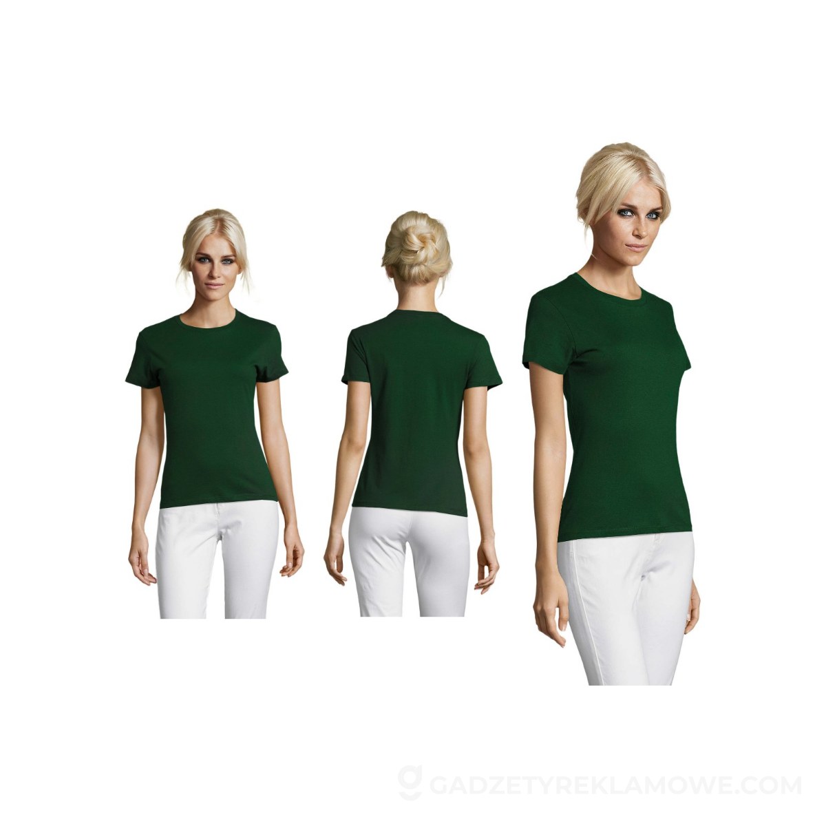 S01825-BO-L-wariantu-watermark REGENT Damski T-Shirt 150g REGENT WOMEN - Ciemno-Zielona - L