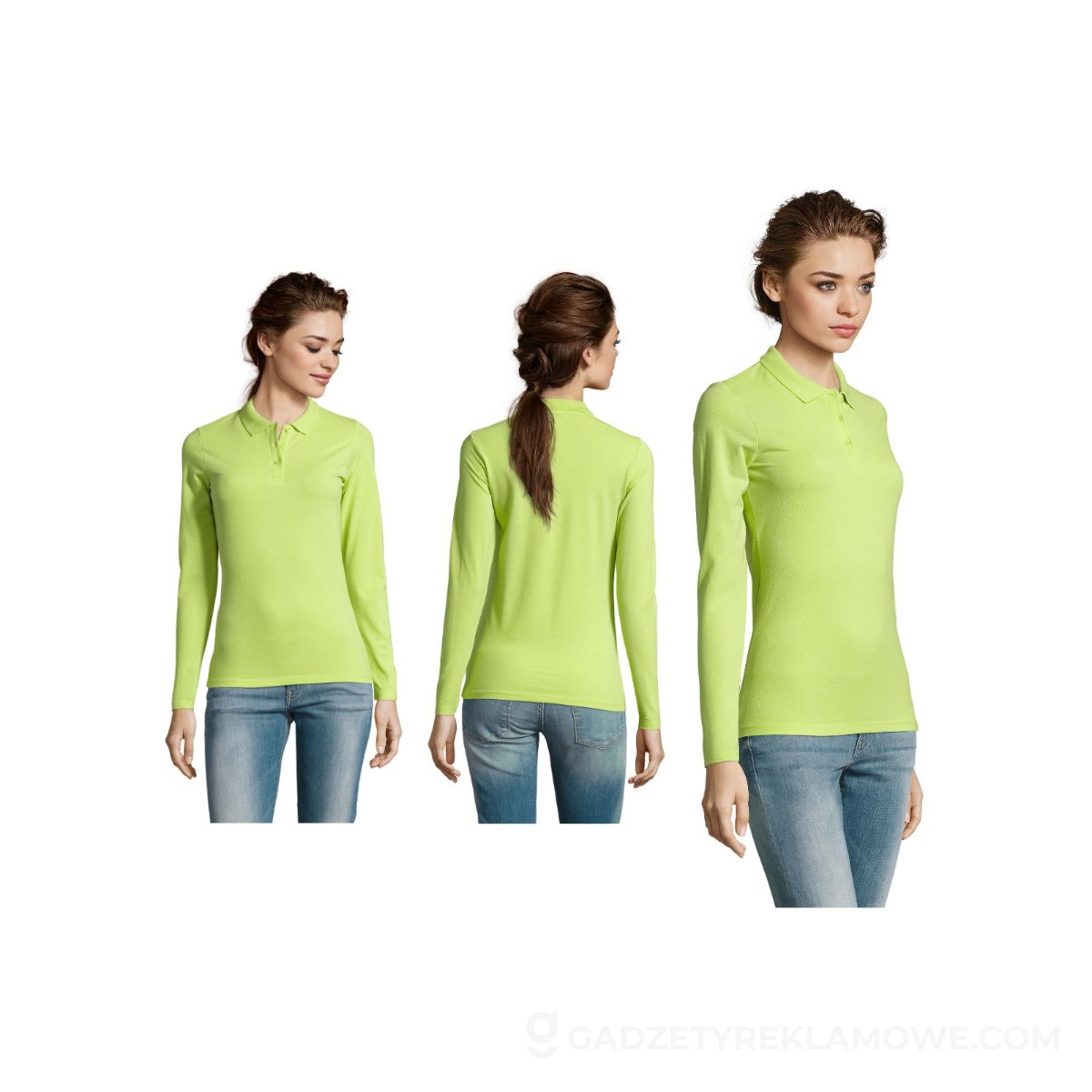 S02083-AG-M-wariantu-watermark PERFECT Damskie LSL POLO180 PERFECT LSL WOMEN - Apple Green - M