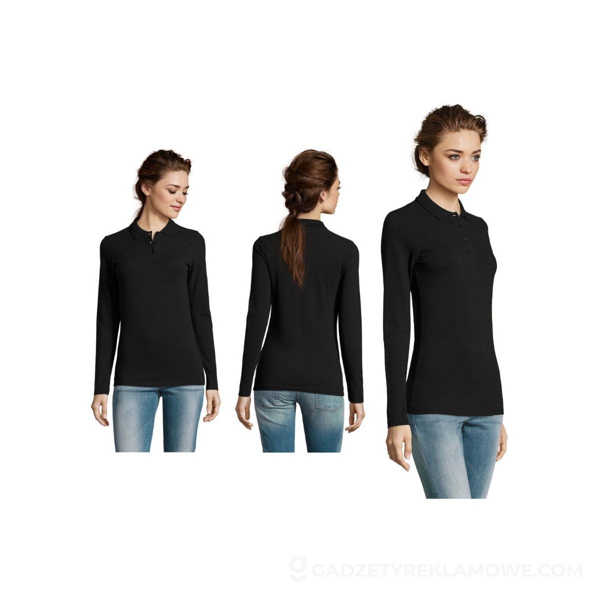 PERFECT Damskie LSL POLO180 PERFECT LSL WOMEN - Czarna - M