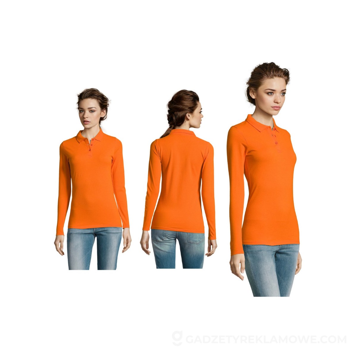 PERFECT Damskie LSL POLO180 PERFECT LSL WOMEN - Pomarańczowa - XXL