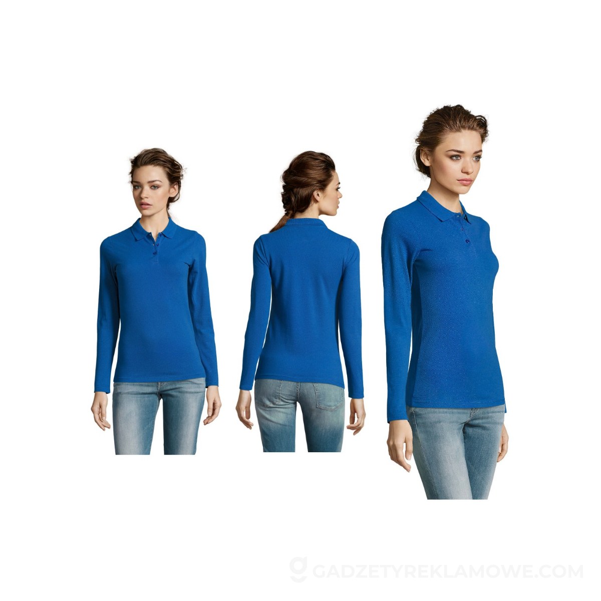 PERFECT Damskie LSL POLO180 PERFECT LSL WOMEN - Niebieskie - XL