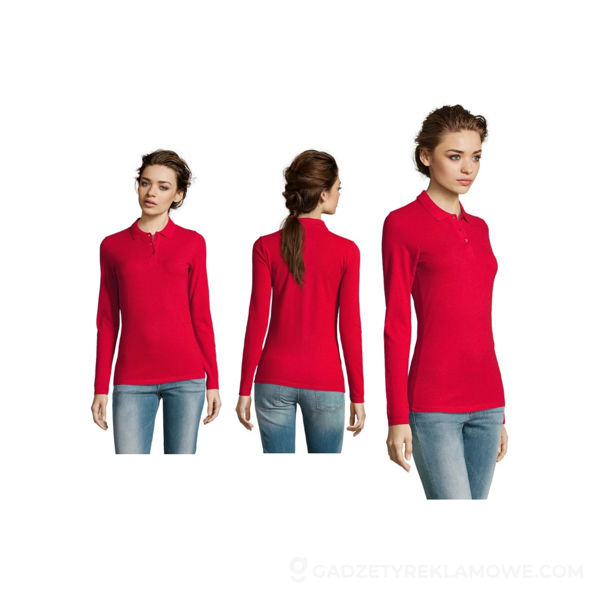 PERFECT Damskie LSL POLO180 PERFECT LSL WOMEN - Czerwona - S