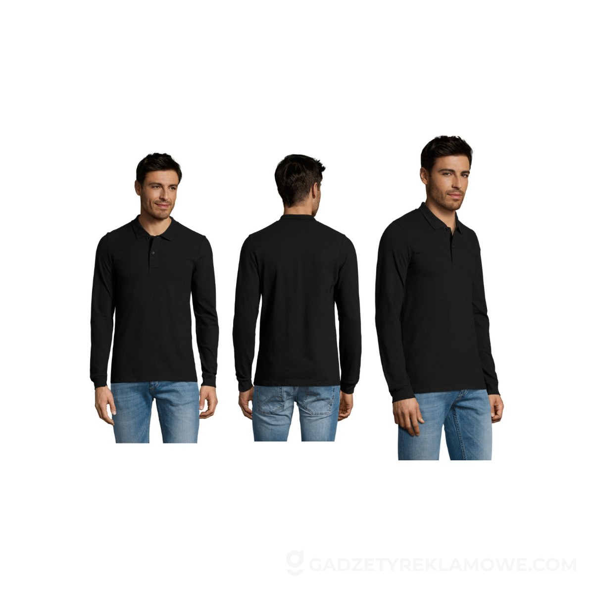 PERFECT MEN LSL POLO 180g PERFECT LSL MEN - Czarny - L