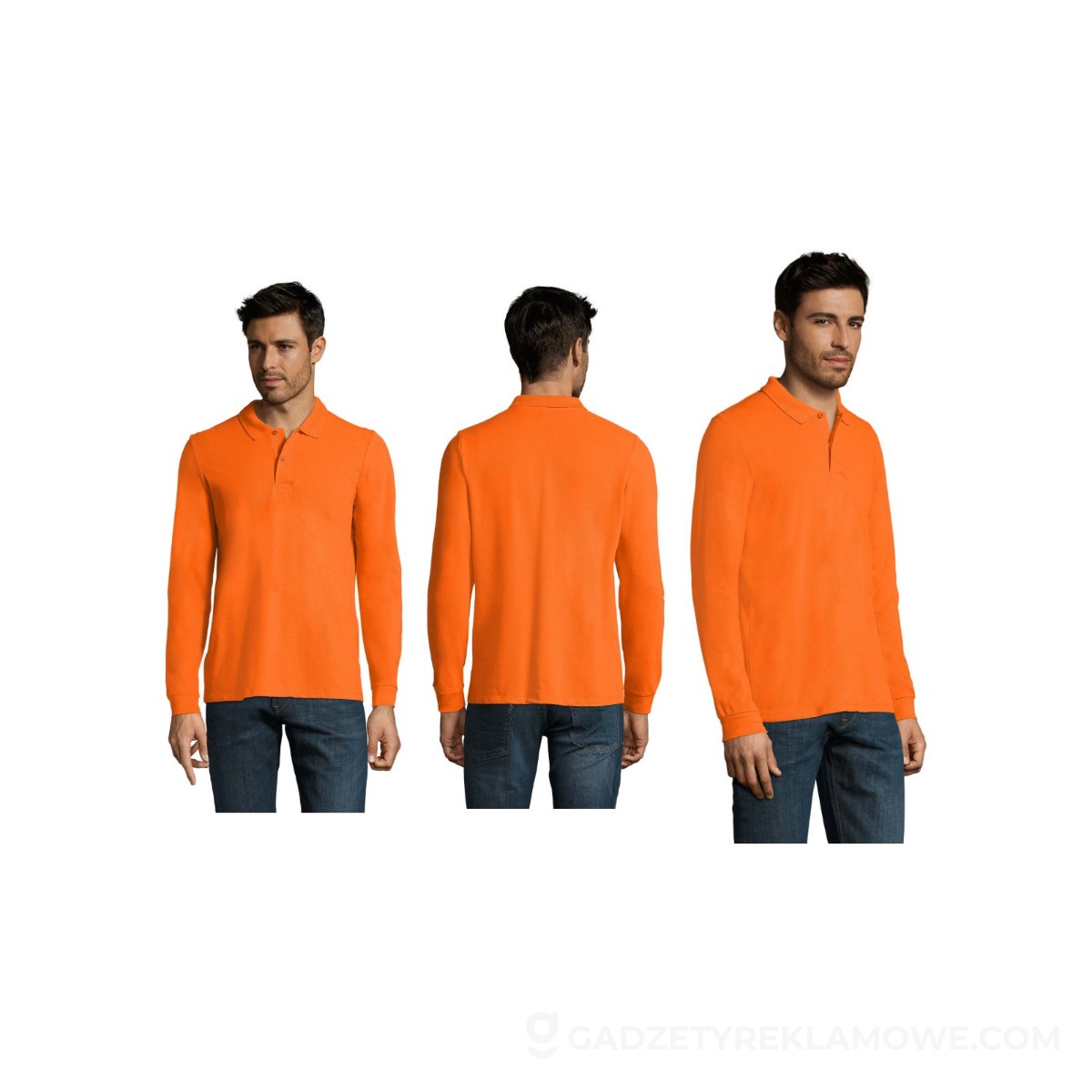 PERFECT MEN LSL POLO 180g PERFECT LSL MEN - Pomarańczowy - XL