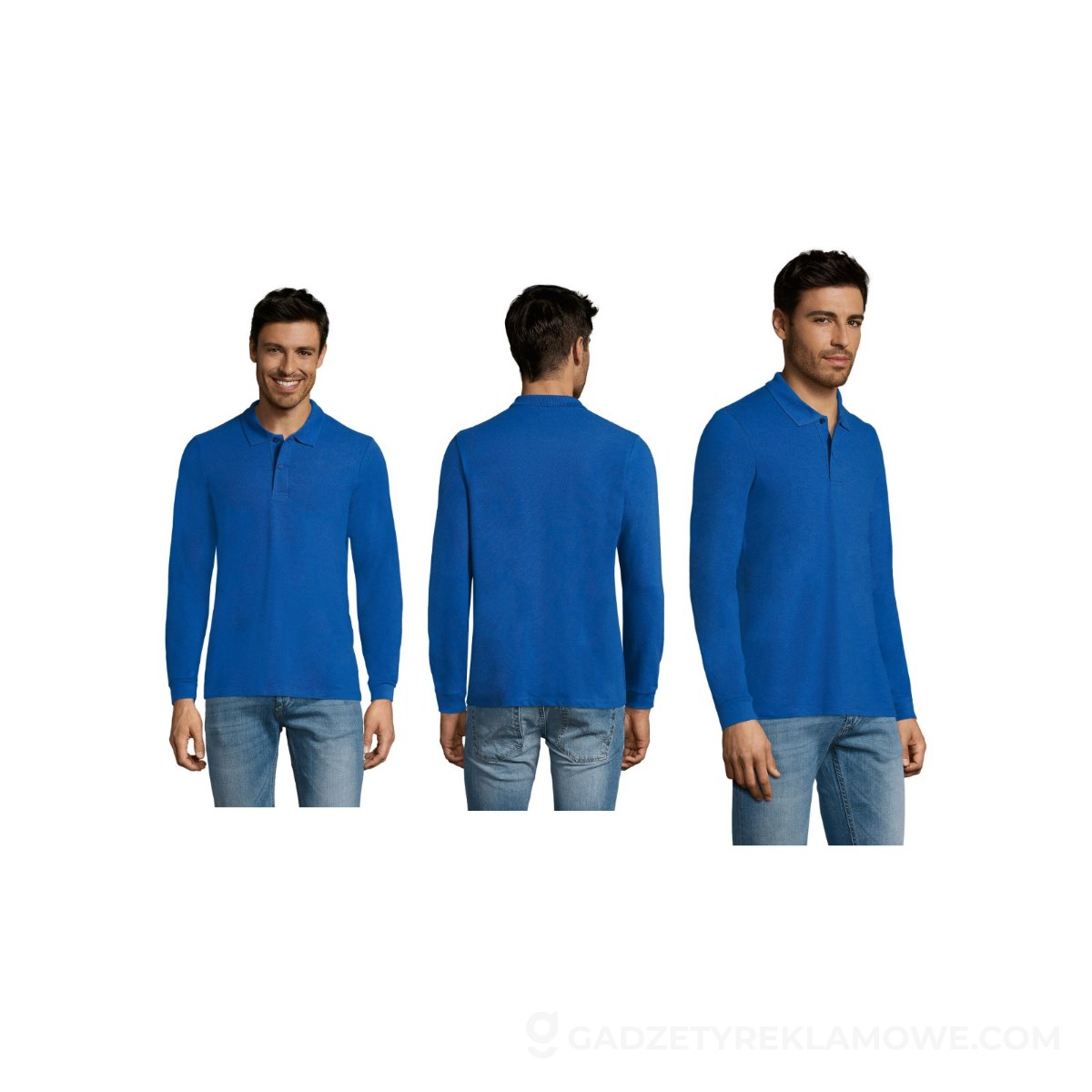 PERFECT MEN LSL POLO 180g PERFECT LSL MEN - Niebieskie - 3XL