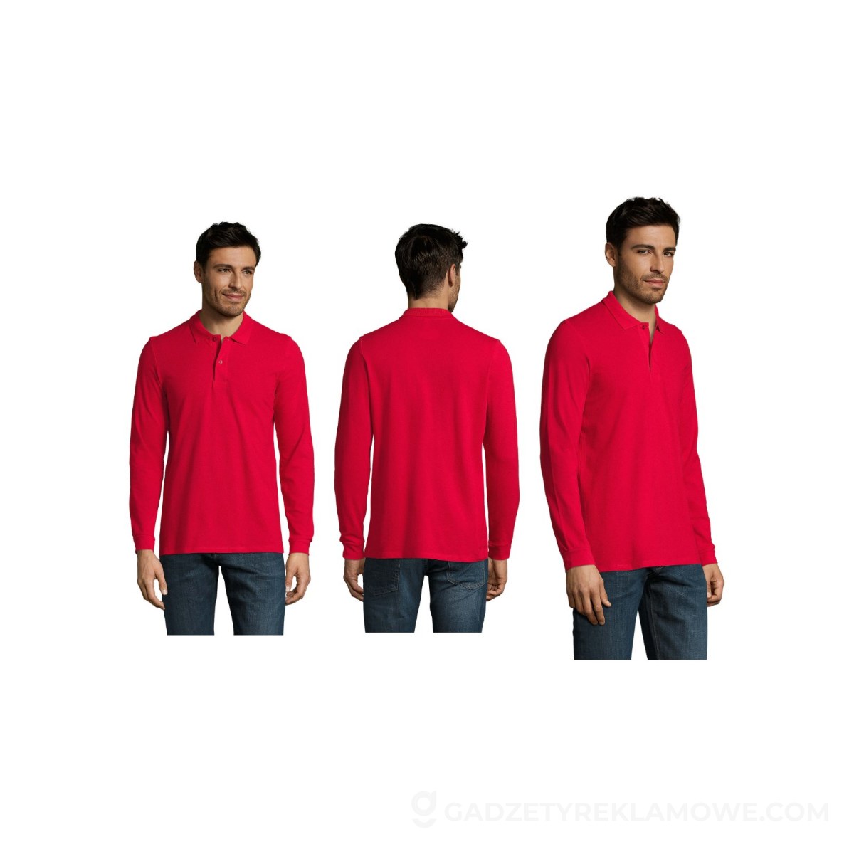 PERFECT MEN LSL POLO 180g PERFECT LSL MEN - Czerwone - XXL