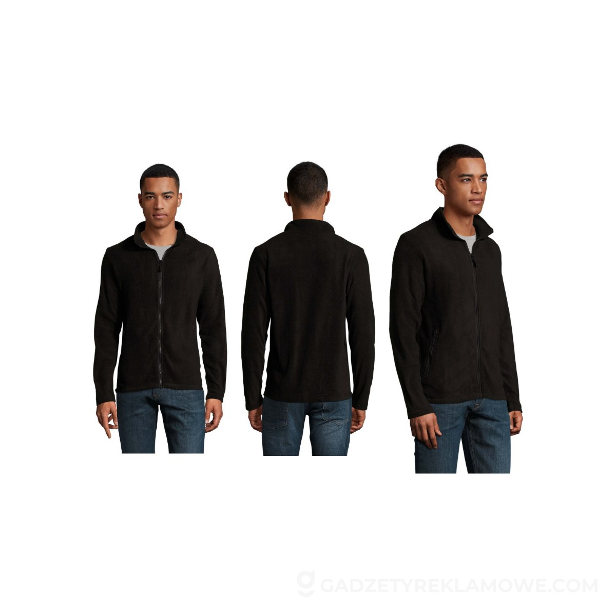 S02093-BK-L-wariantu-watermark NORMAN Męski polar 220g NORMAN MEN - Czarny - L