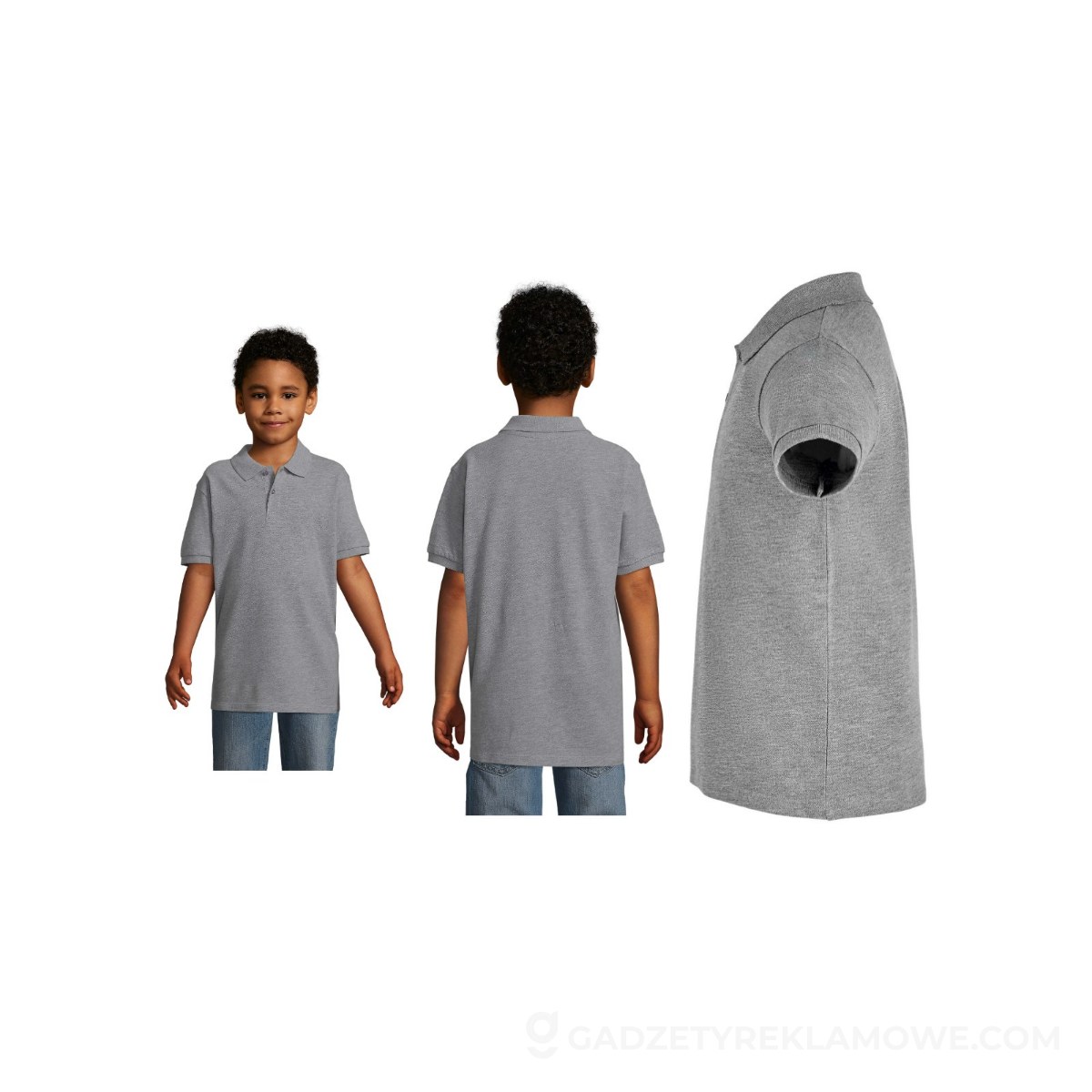 S02948-GY-L-wariantu-watermark PERFECT Dziecięce POLO 180g PERFECT KIDS - Szary Melanż 2 - L