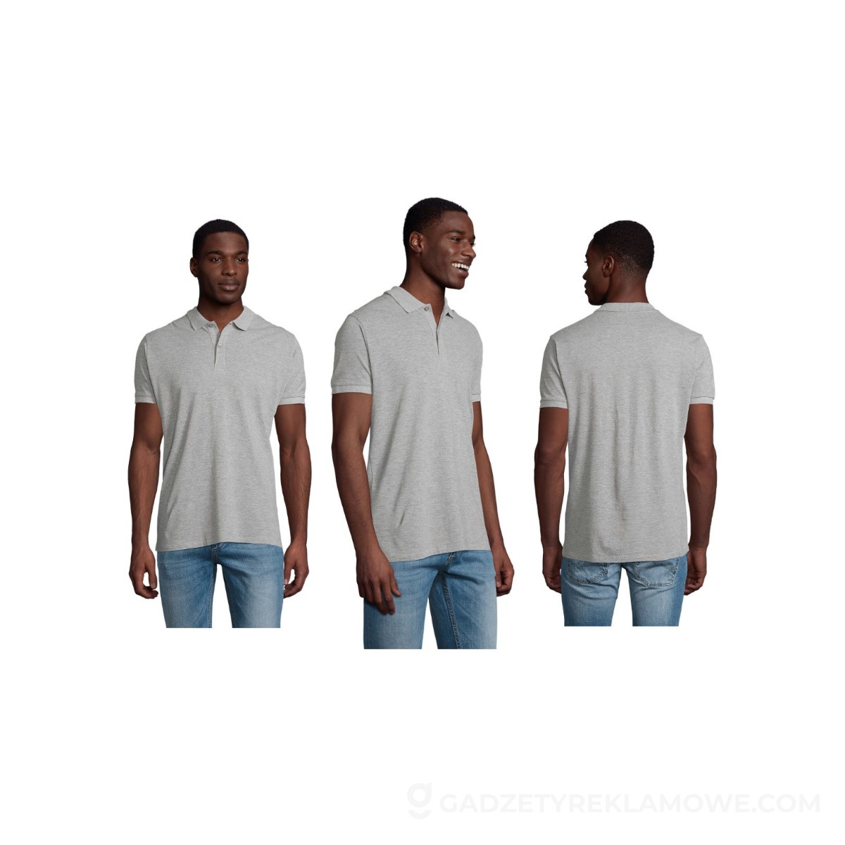 PLANET MEN polo 170g PLANET MEN - Szary Melanż 2 - XL