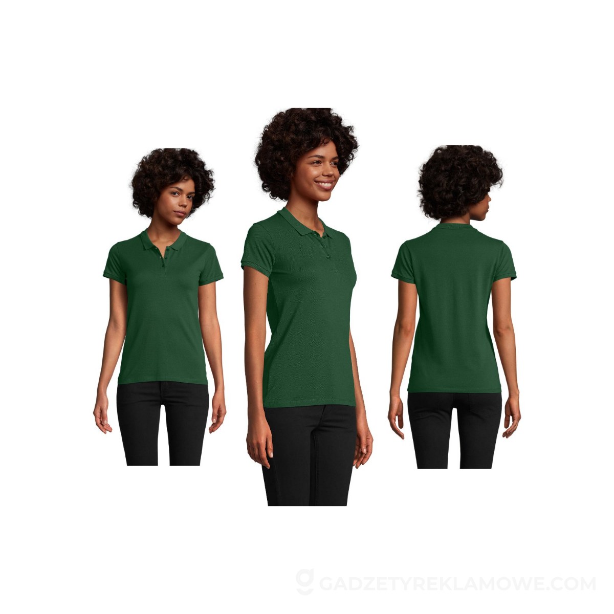 PLANET WOMEN polo 170g PLANET WOMEN - Ciemno-Zielone - XL