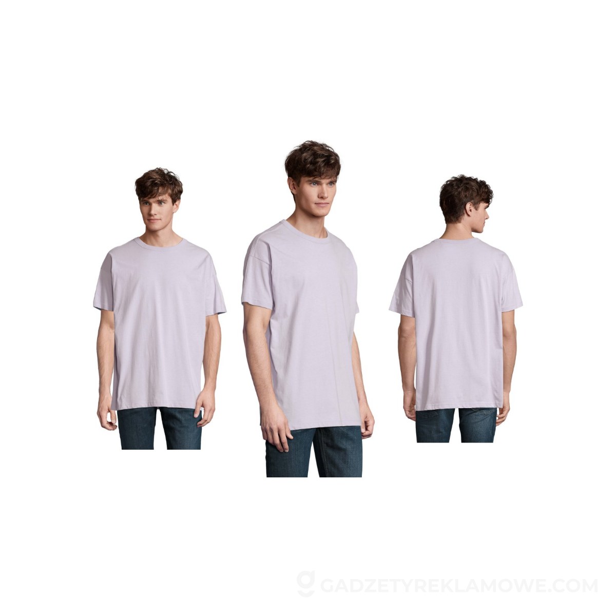 BOXY MEN T-SHIRT OVERSIZE BOXY MEN - Liliowy - XL