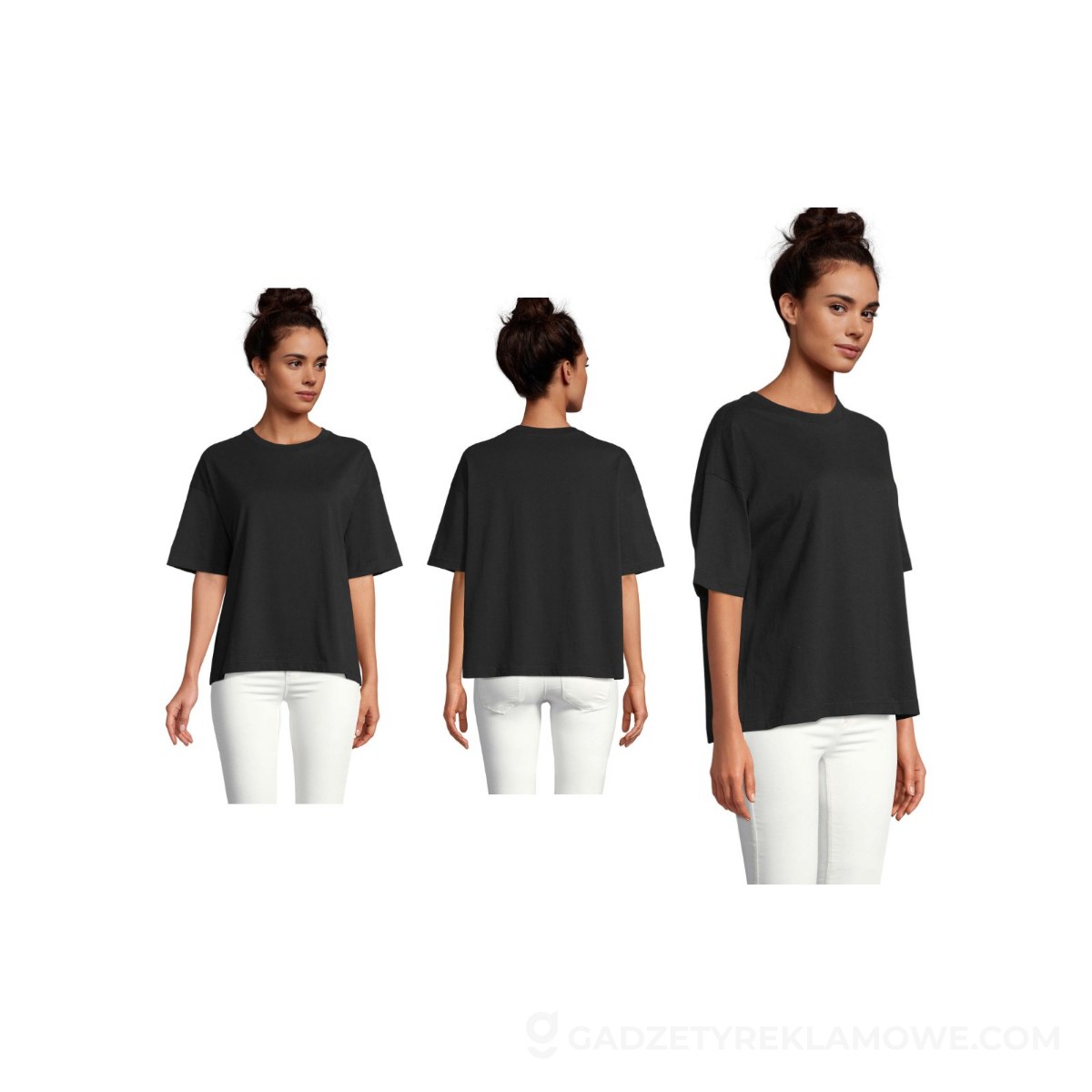 S03807-DB-M-wariantu-watermark BOXY WOMEN T-SHIRT OVERSIZE BOXY WOMEN - Deep Black - M