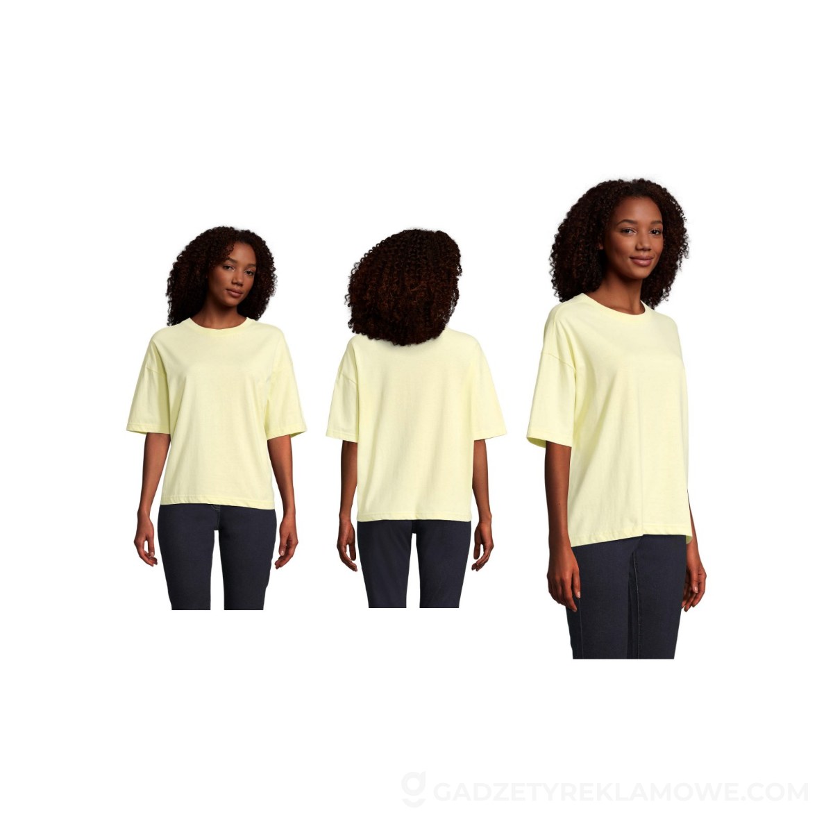BOXY WOMEN T-SHIRT OVERSIZE BOXY WOMEN - Jasno Żółta - L