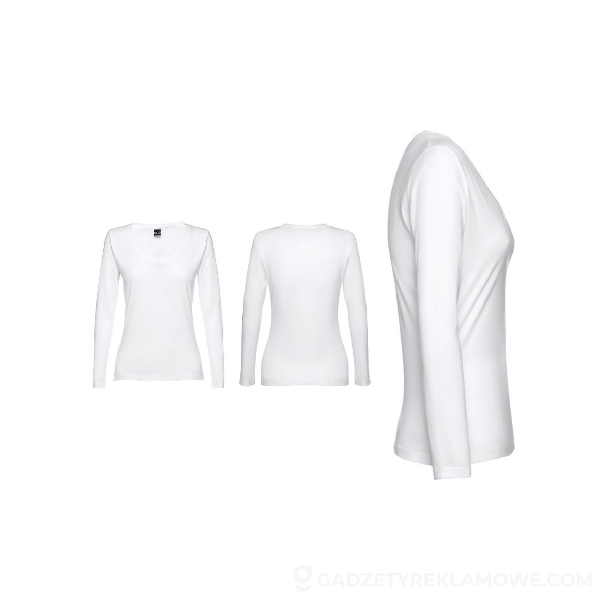 THC BUCHAREST WOMEN WH II. T-shirt damski z długim rękawem taliowany - Biała