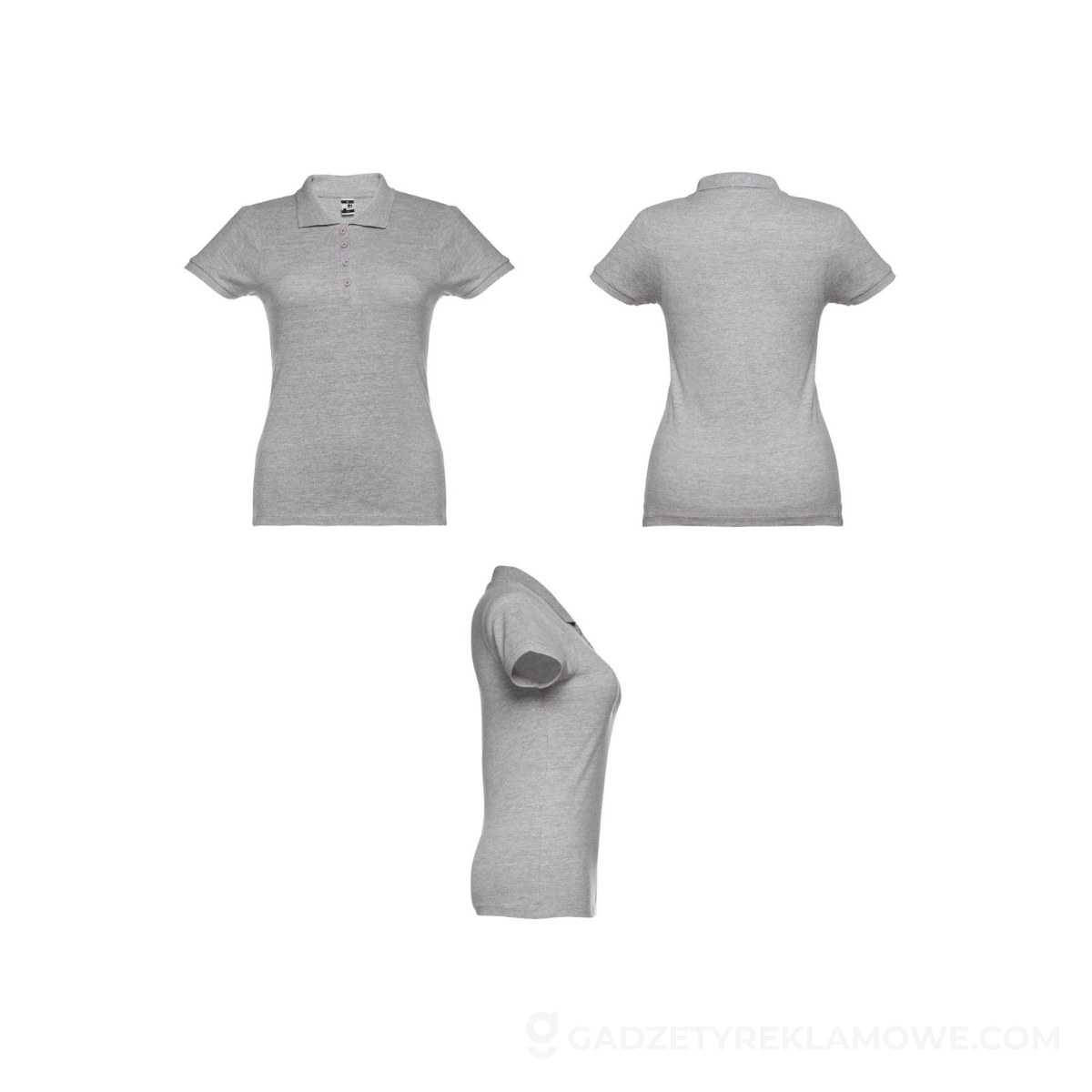 THC EVE II. Damski polo t-shirt - Jasnoszary melanż