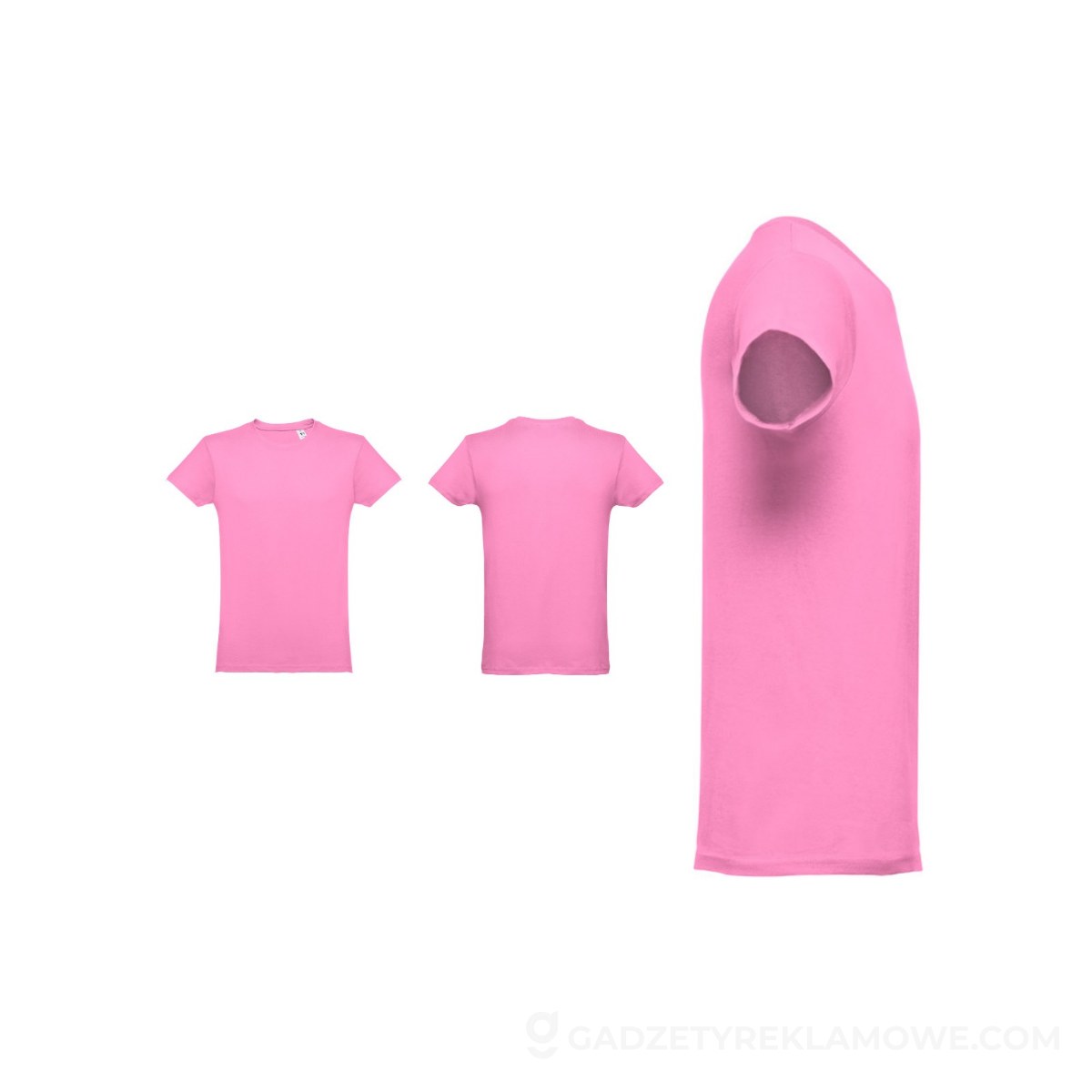 THC LUANDA. T-shirt męski z bawełny rurkowej - Jasnoróżowy