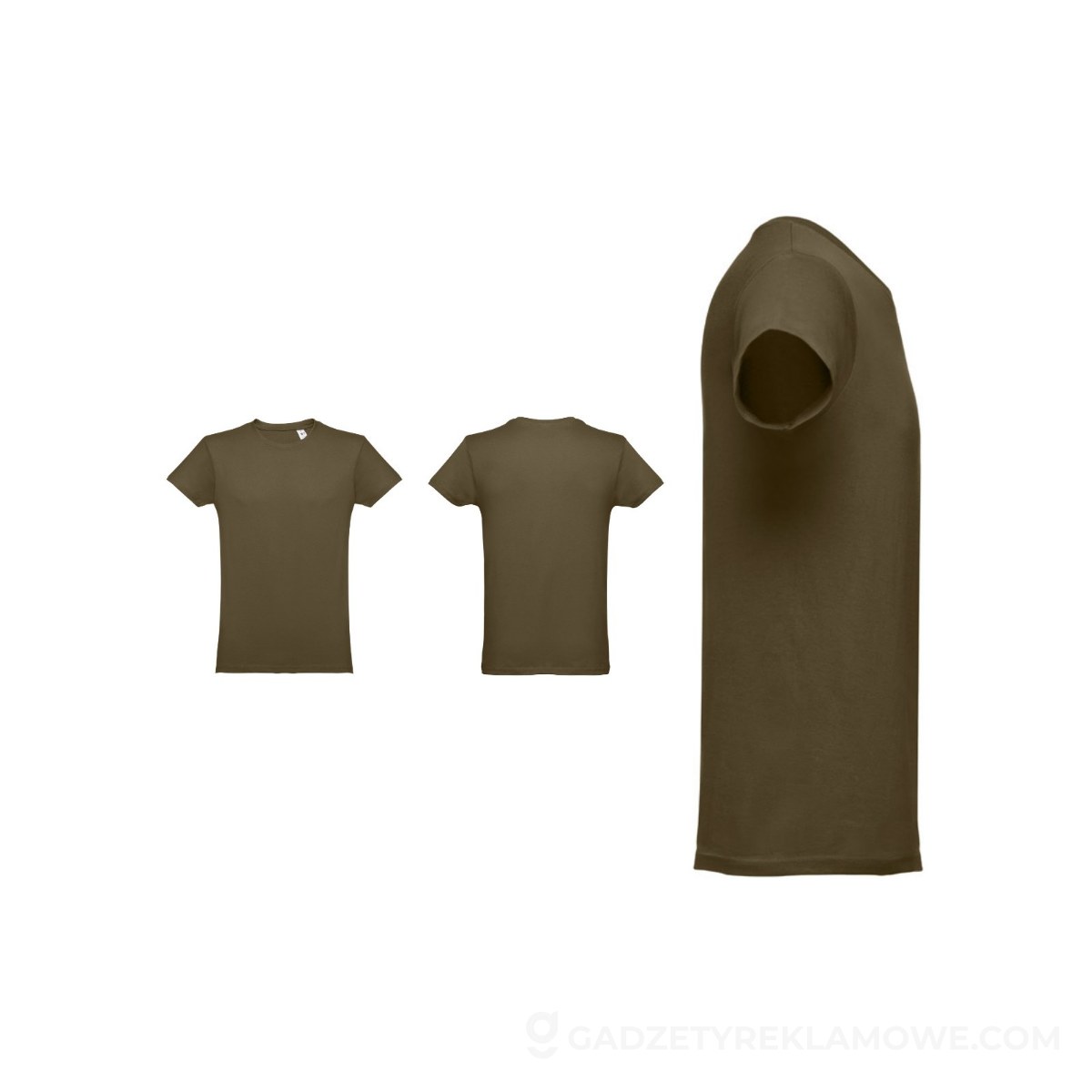 THC LUANDA. T-shirt męski z bawełny rurkowej - Wojskowy zielony