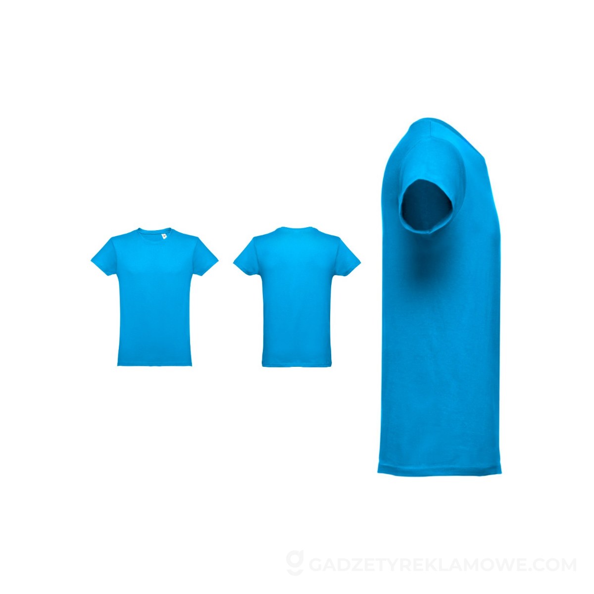 THC LUANDA. T-shirt męski z bawełny rurkowej - Morski niebieski