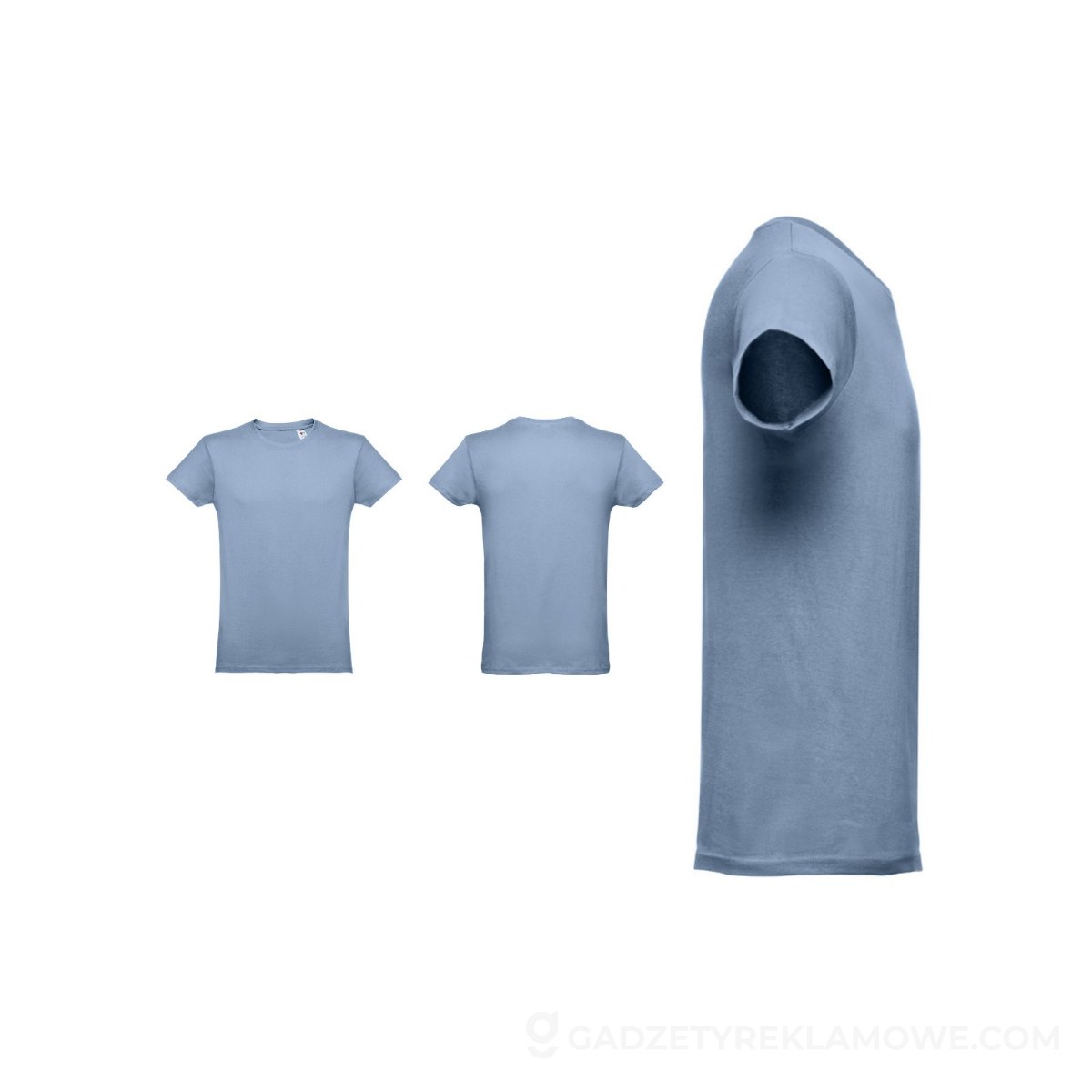 THC LUANDA. T-shirt męski z bawełny rurkowej - Pastelowy niebieski