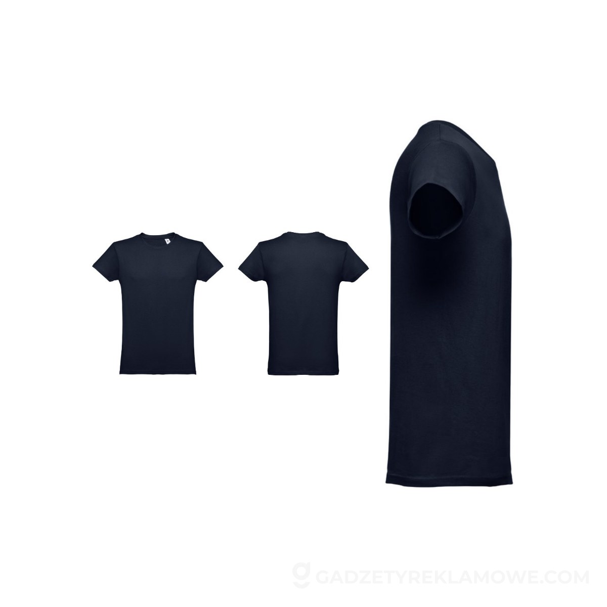 THC LUANDA. T-shirt męski z bawełny rurkowej - Ciemny granat