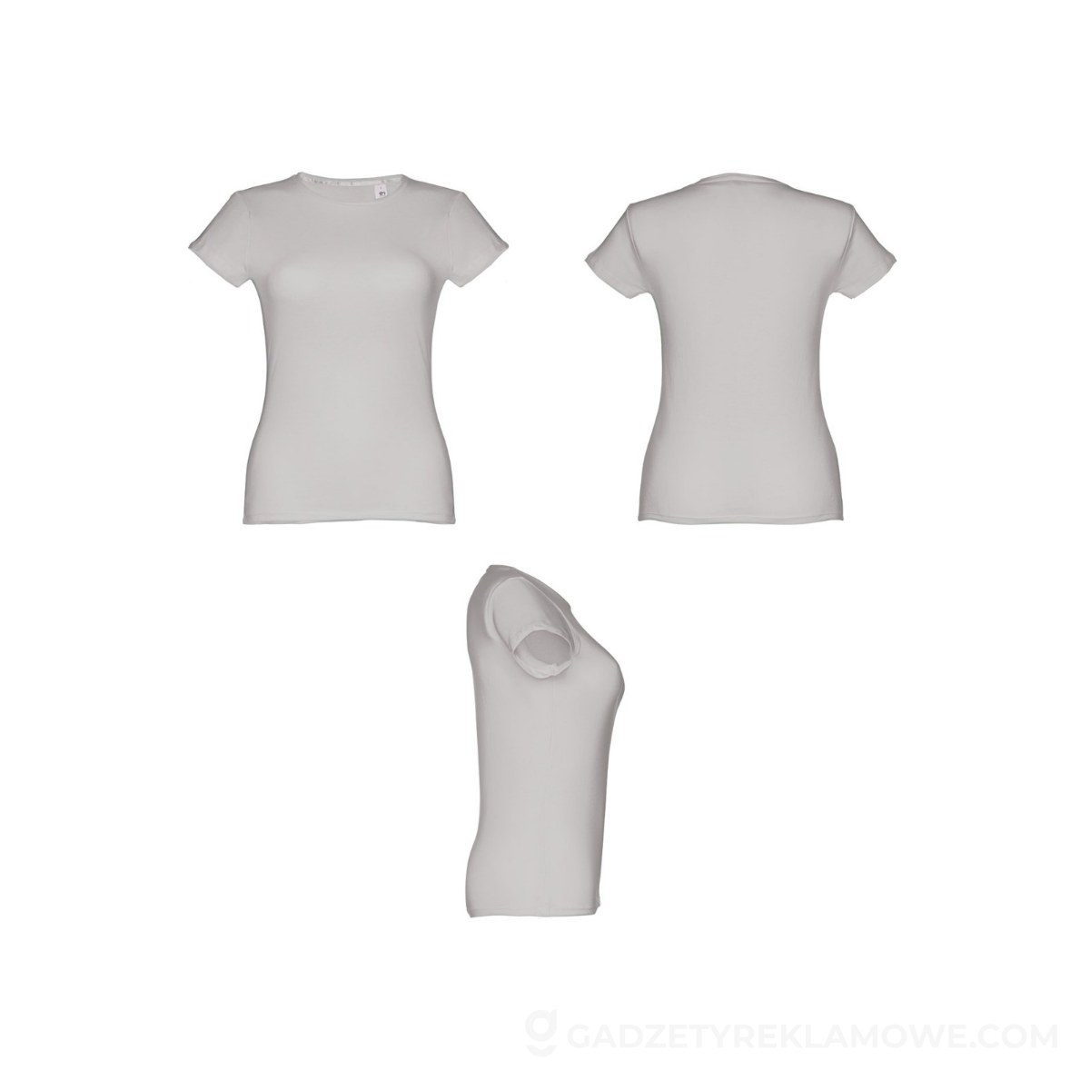 THC SOFIA. Damska koszulka bawełniana taliowana - Jasno szara