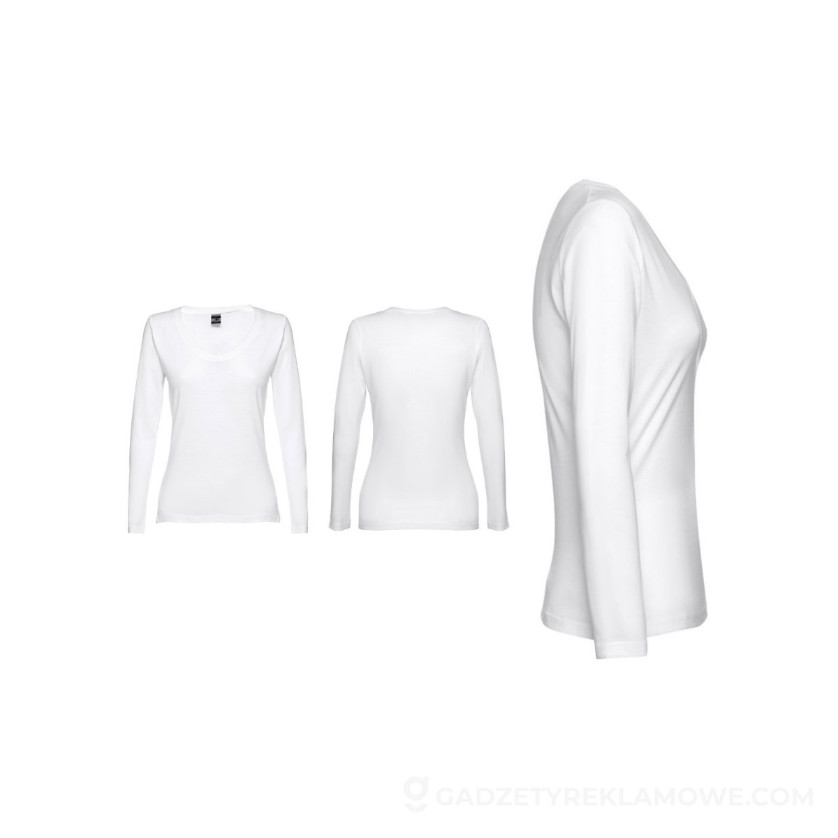 STR-30125-106-M-wariantu-watermark THC BUCHAREST WOMEN WH. T-shirt damski z długim rękawem taliowany - Biała