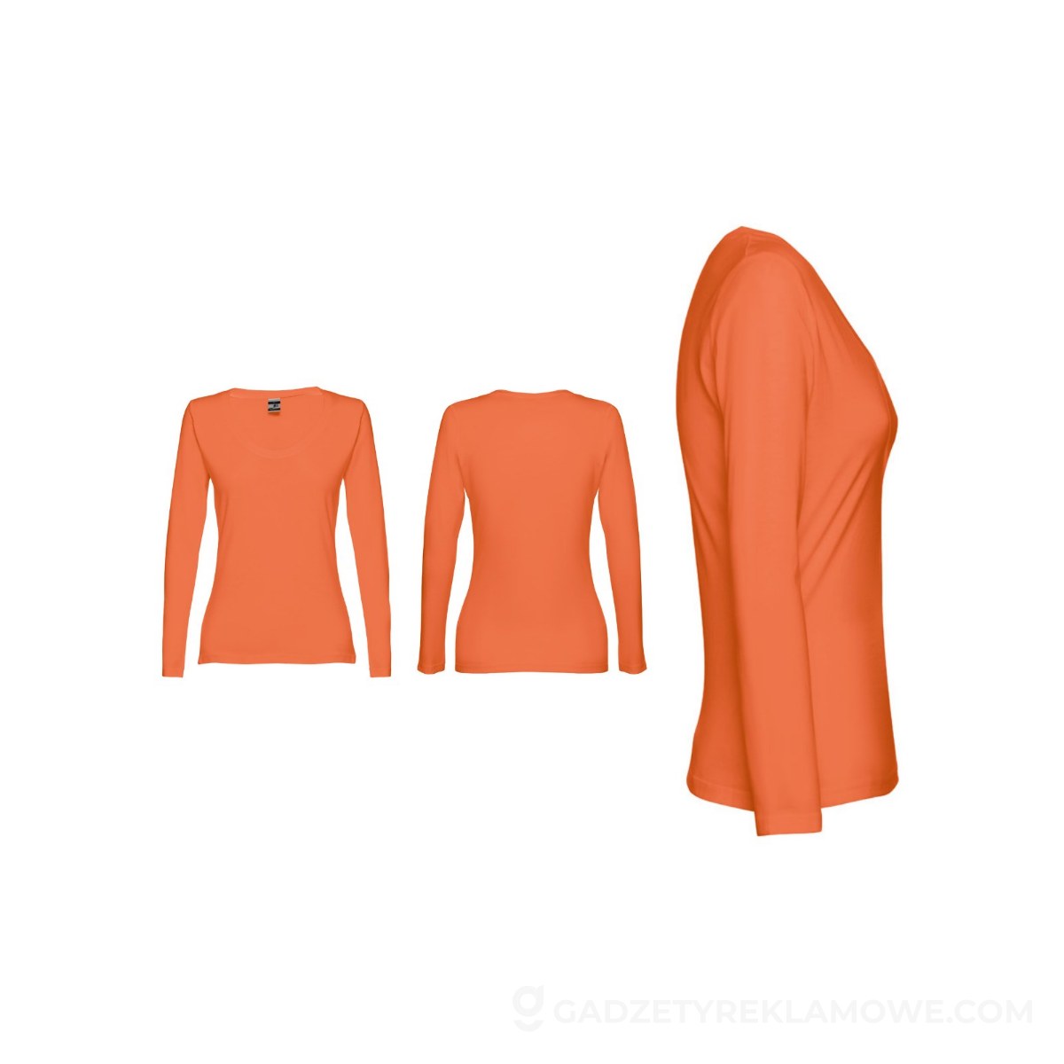 THC BUCHAREST WOMEN. Bawełniany T-shirt damski z długim rękawem taliowany - Terracota