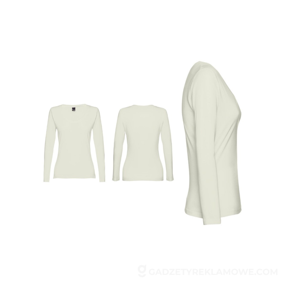 THC BUCHAREST WOMEN. Bawełniany T-shirt damski z długim rękawem taliowany - Pastelowa zielona