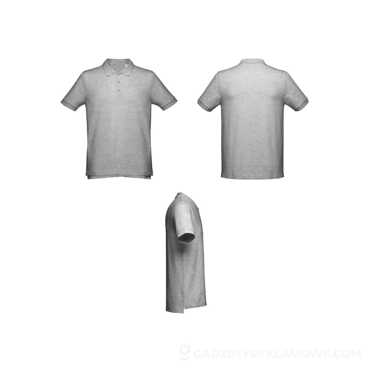 THC ADAM 3XL. Męski polo t-shirt - Jasnoszary melanż