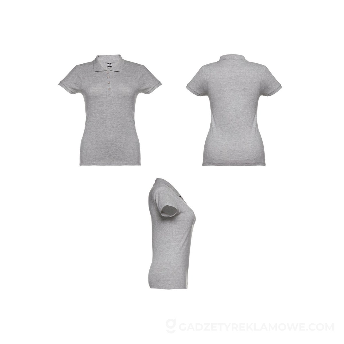 THC EVE. Damski polo t-shirt - Jasnoszary melanż