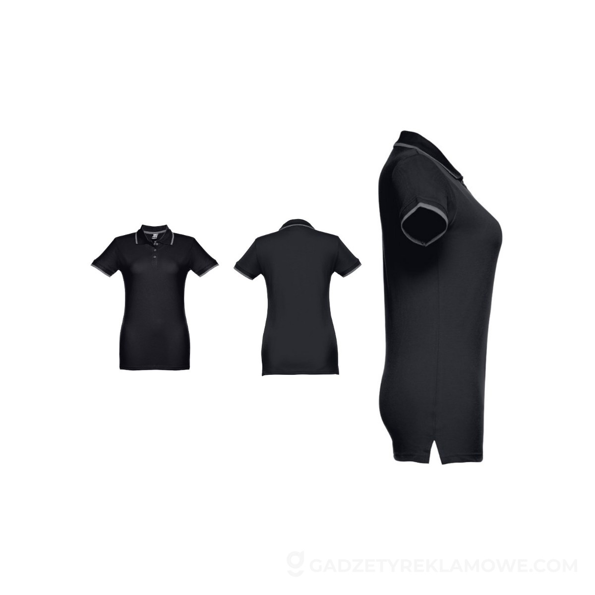 THC ROME WOMEN. Damski slim fit polo t-shirt - Czarny