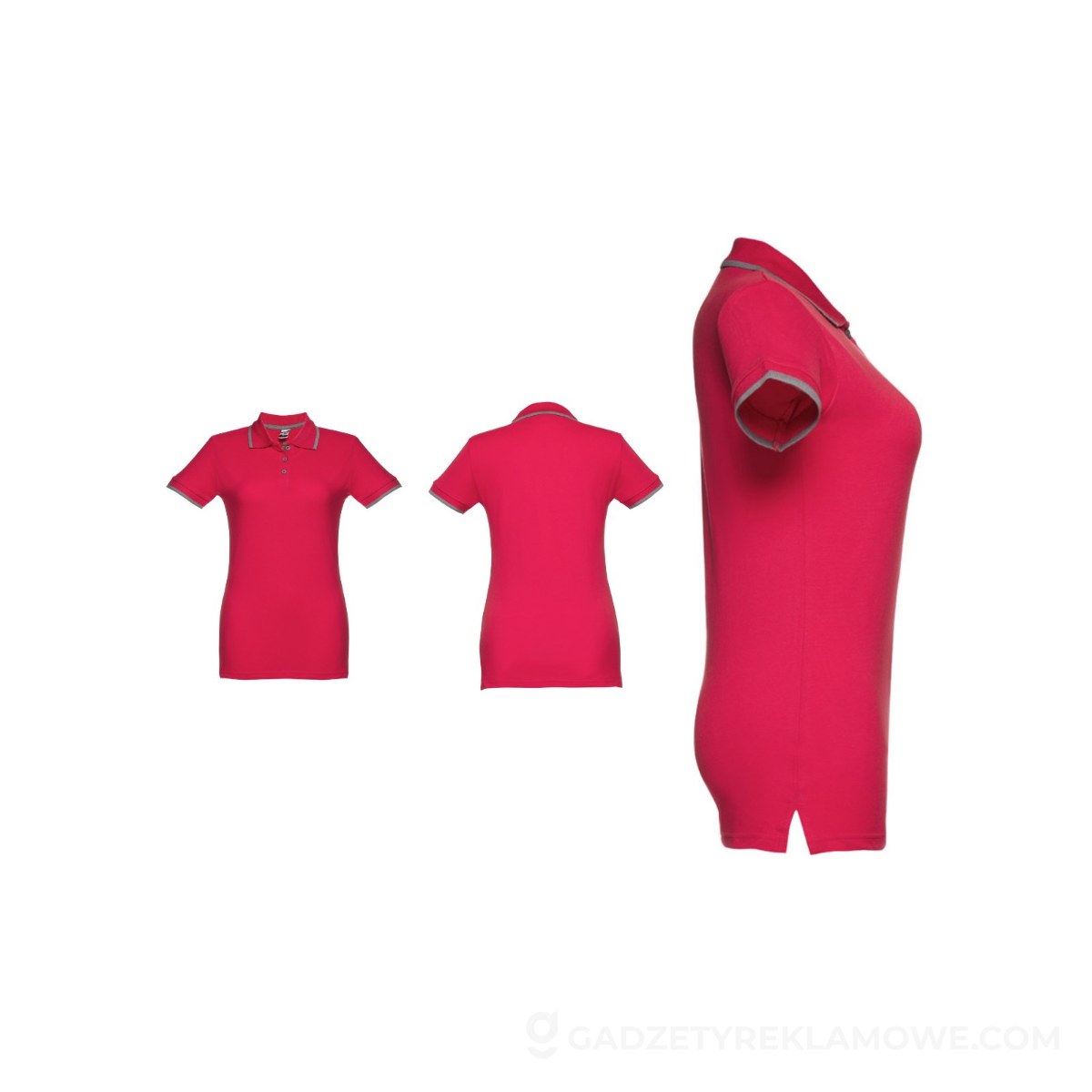 THC ROME WOMEN. Damski slim fit polo t-shirt - Czerwona