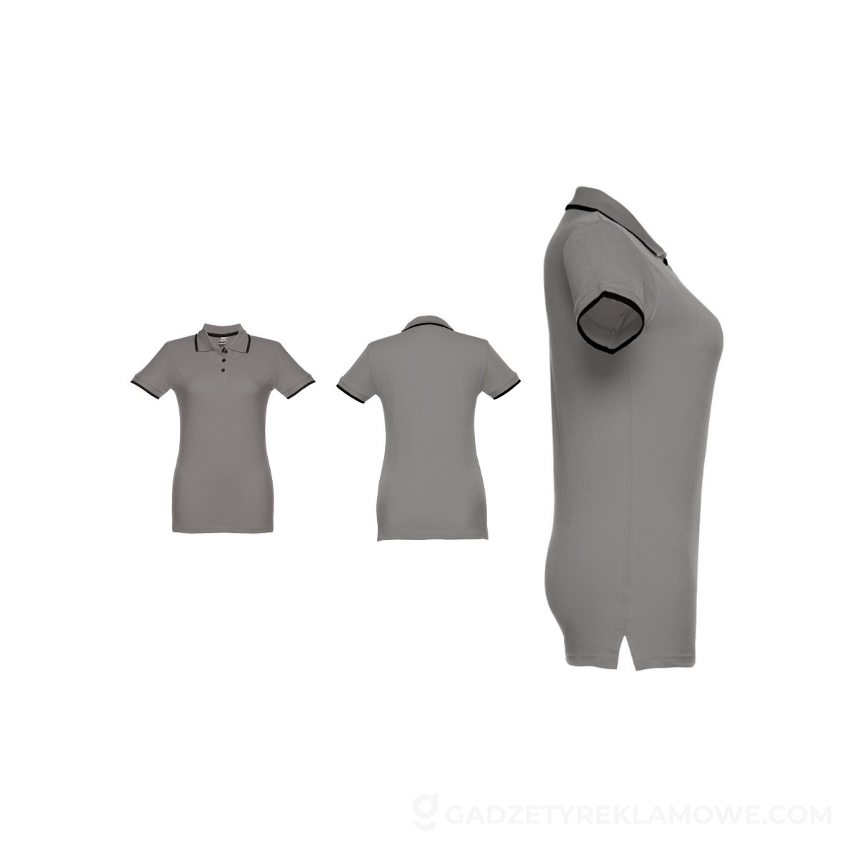 THC ROME WOMEN. Damski slim fit polo t-shirt - Szary