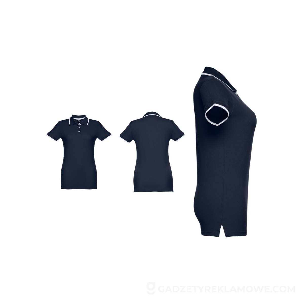 THC ROME WOMEN. Damski slim fit polo t-shirt - Granatowy