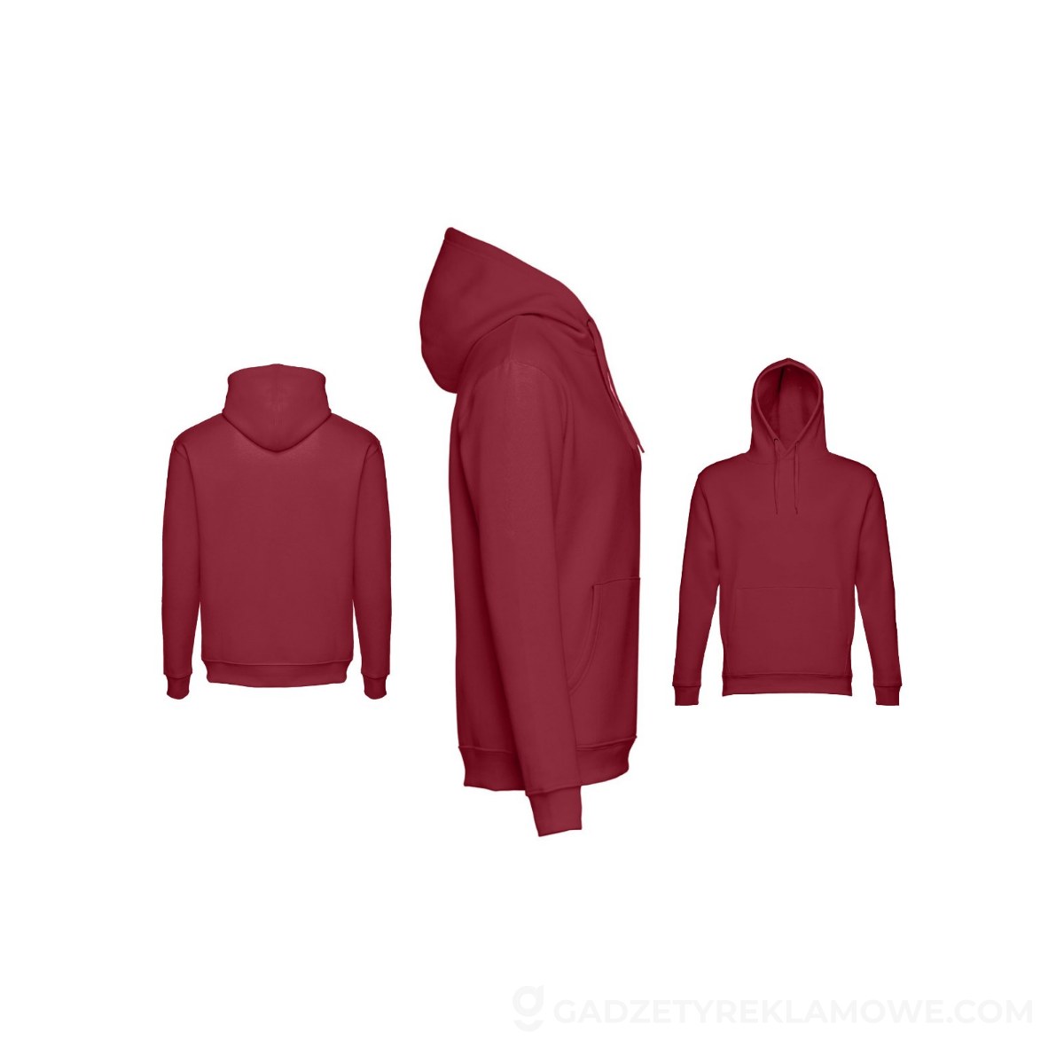 THC PHOENIX. Bluza (unisex) z kapturem z bawełny i poliestru - Burgundowa
