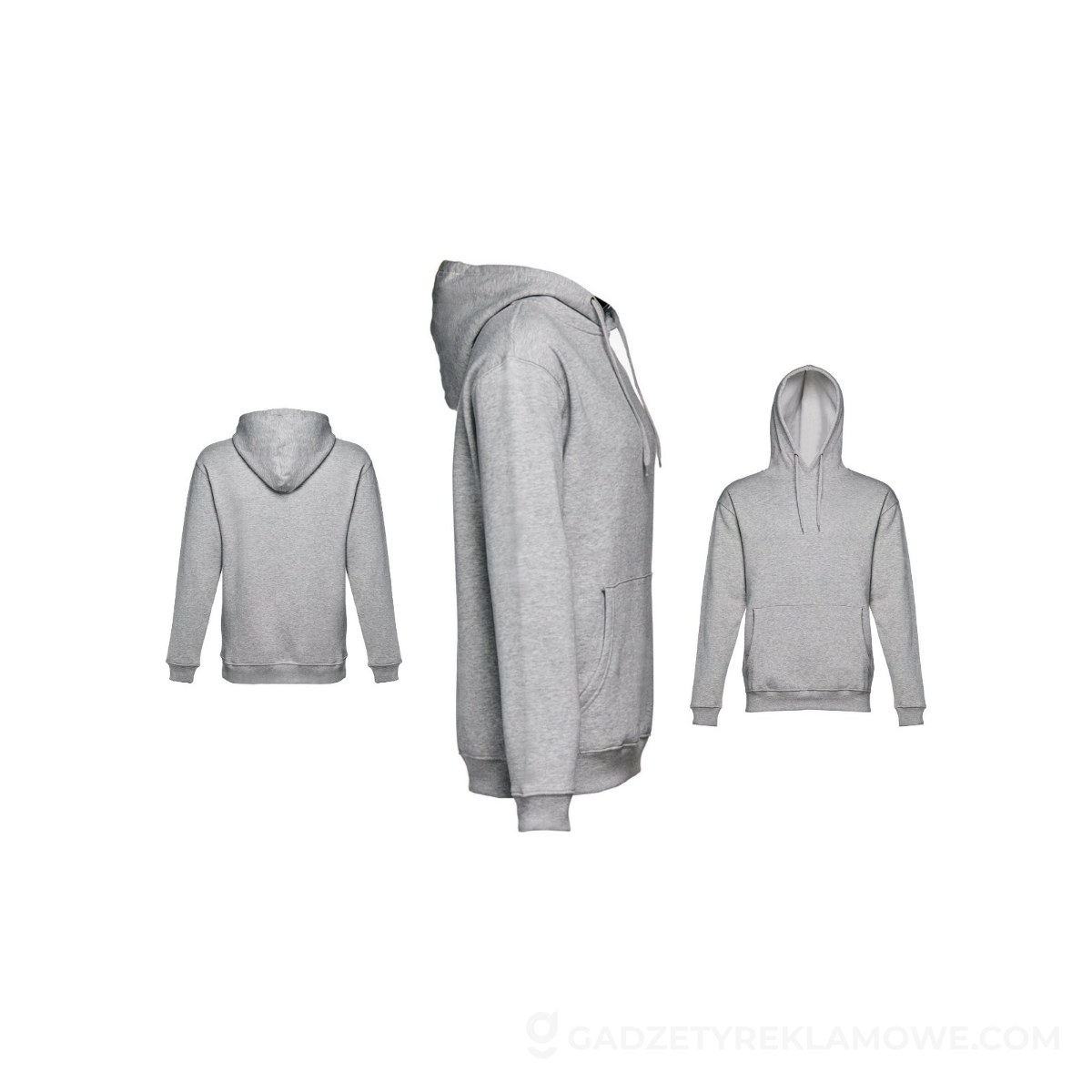 THC PHOENIX. Bluza (unisex) z kapturem z bawełny i poliestru - Jasnoszary melanż