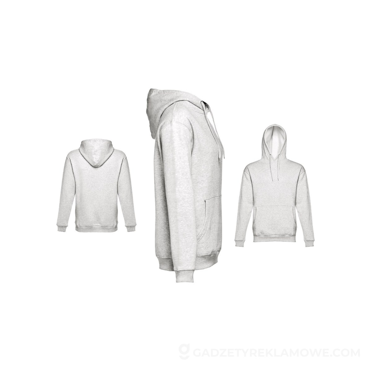 THC PHOENIX. Bluza (unisex) z kapturem z bawełny i poliestru - Biały melanż