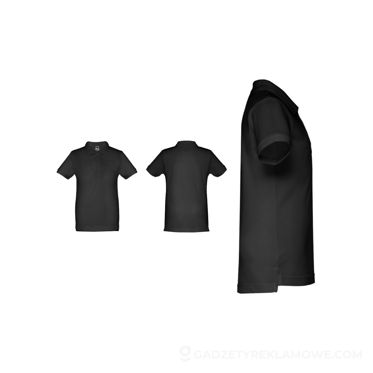 THC ADAM KIDS. Bawełniana koszulka polo z krótkim rękawem dla dzieci (unisex) - Czarna