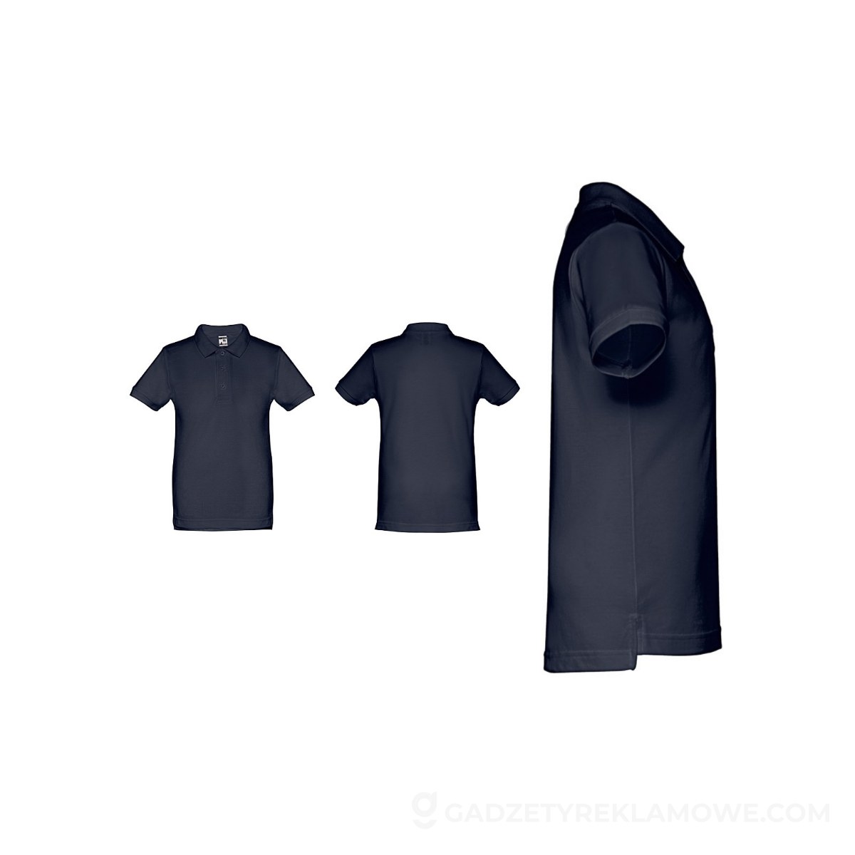 THC ADAM KIDS. Bawełniana koszulka polo z krótkim rękawem dla dzieci (unisex) - Granatowa