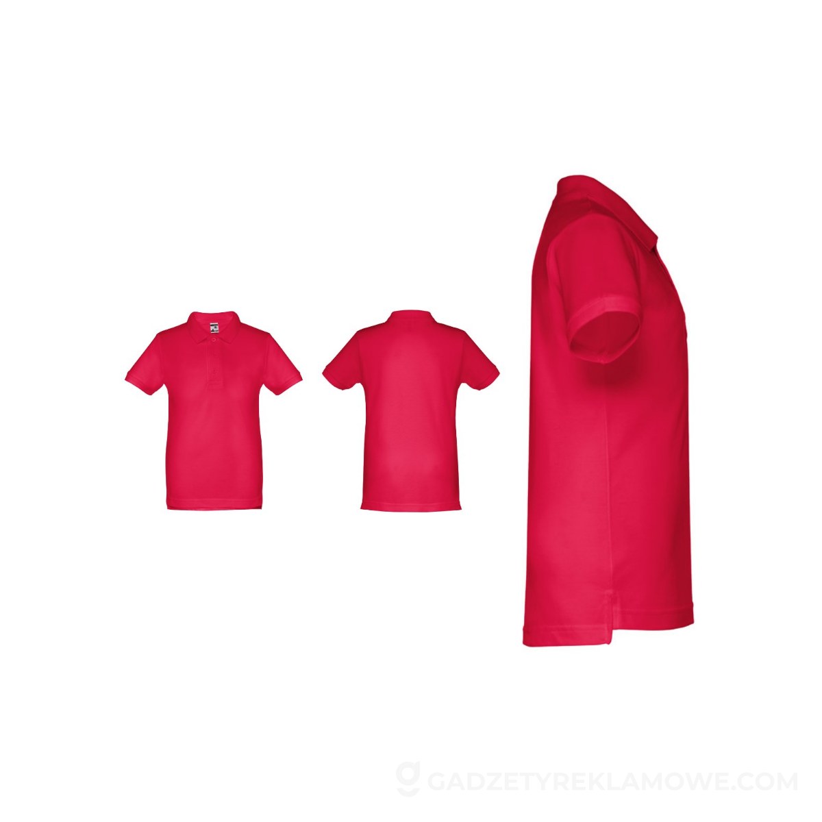 THC ADAM KIDS. Bawełniana koszulka polo z krótkim rękawem dla dzieci (unisex) - Czerwona